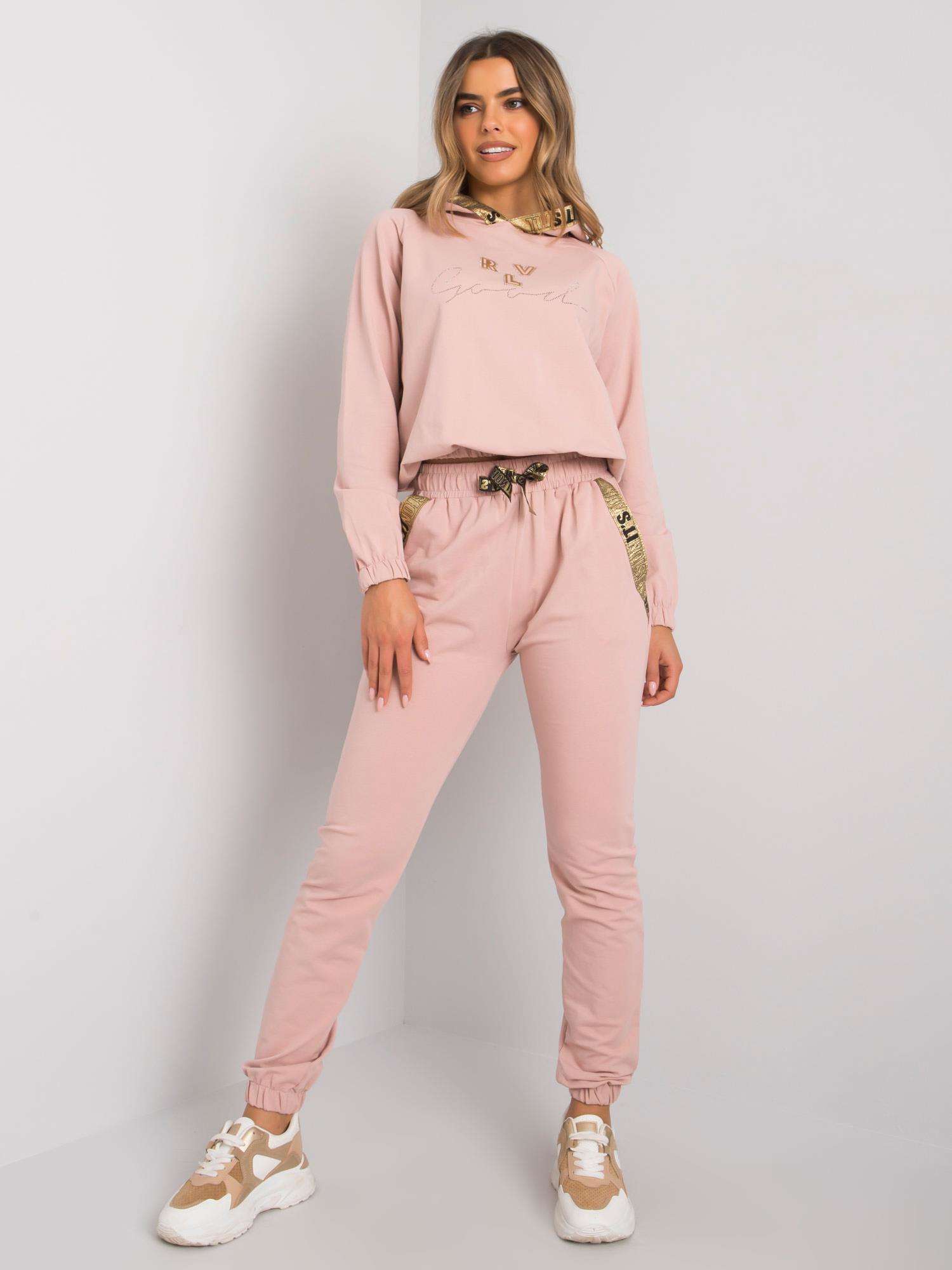 RŮŽOVÁ TEPLÁKOVÁ SOUPRAVA S KAPUCÍ -RV-KMPL-6426.21-PINK Velikost: L/XL