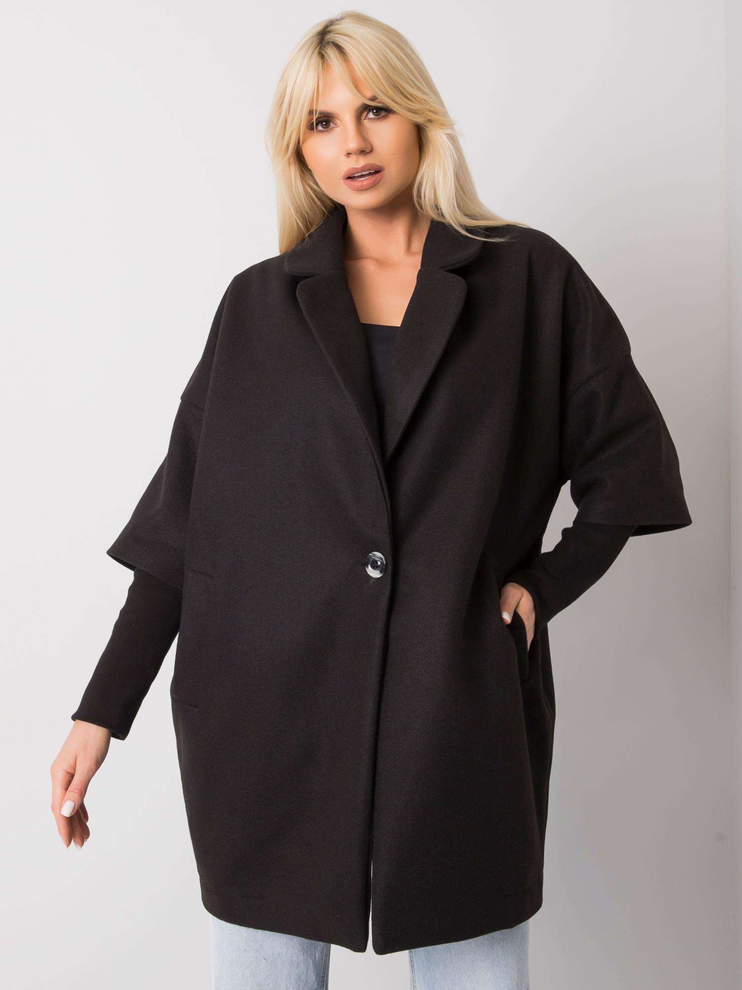 ČERNÝ DÁMSKÝ OVERSIZE KABÁT CHA-PL-0409.30X-BLACK Velikost: S/M