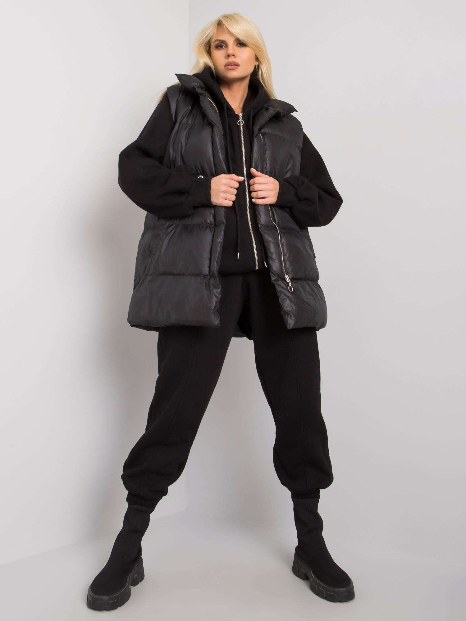 ČERNÁ TEPLÁKOVÁ SOUPRAVA S VESTOU -EM-KMPL-540.24X-BLACK Velikost: S/M