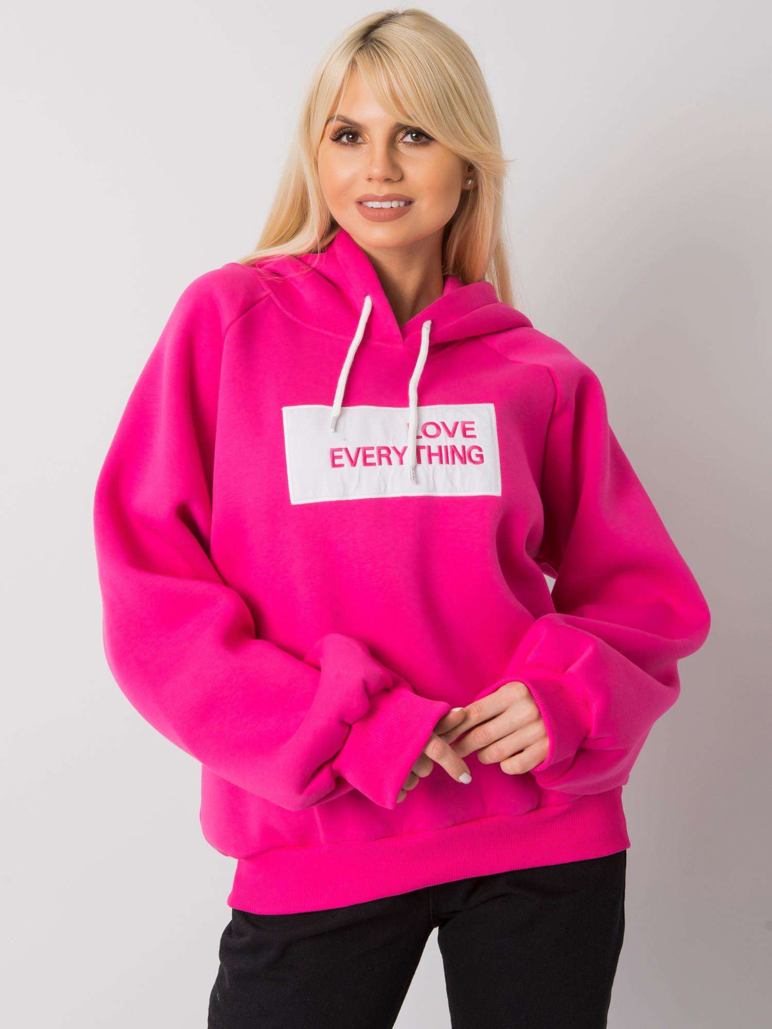 RŮŽOVÁ DÁMSKÁ MIKINA S NÁPISEM EM-BL-651/2.41X-FUCHSIA Velikost: L/XL