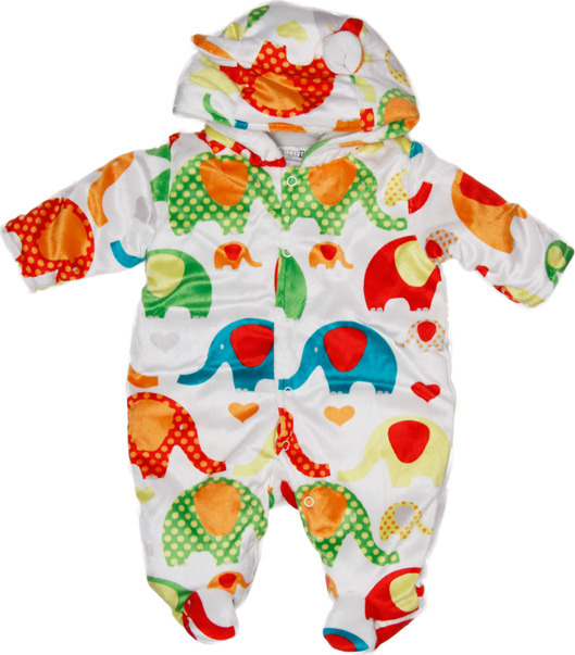 Nursery Time Bílá kombinéza s barevnými sloníky (Velikost 56)
