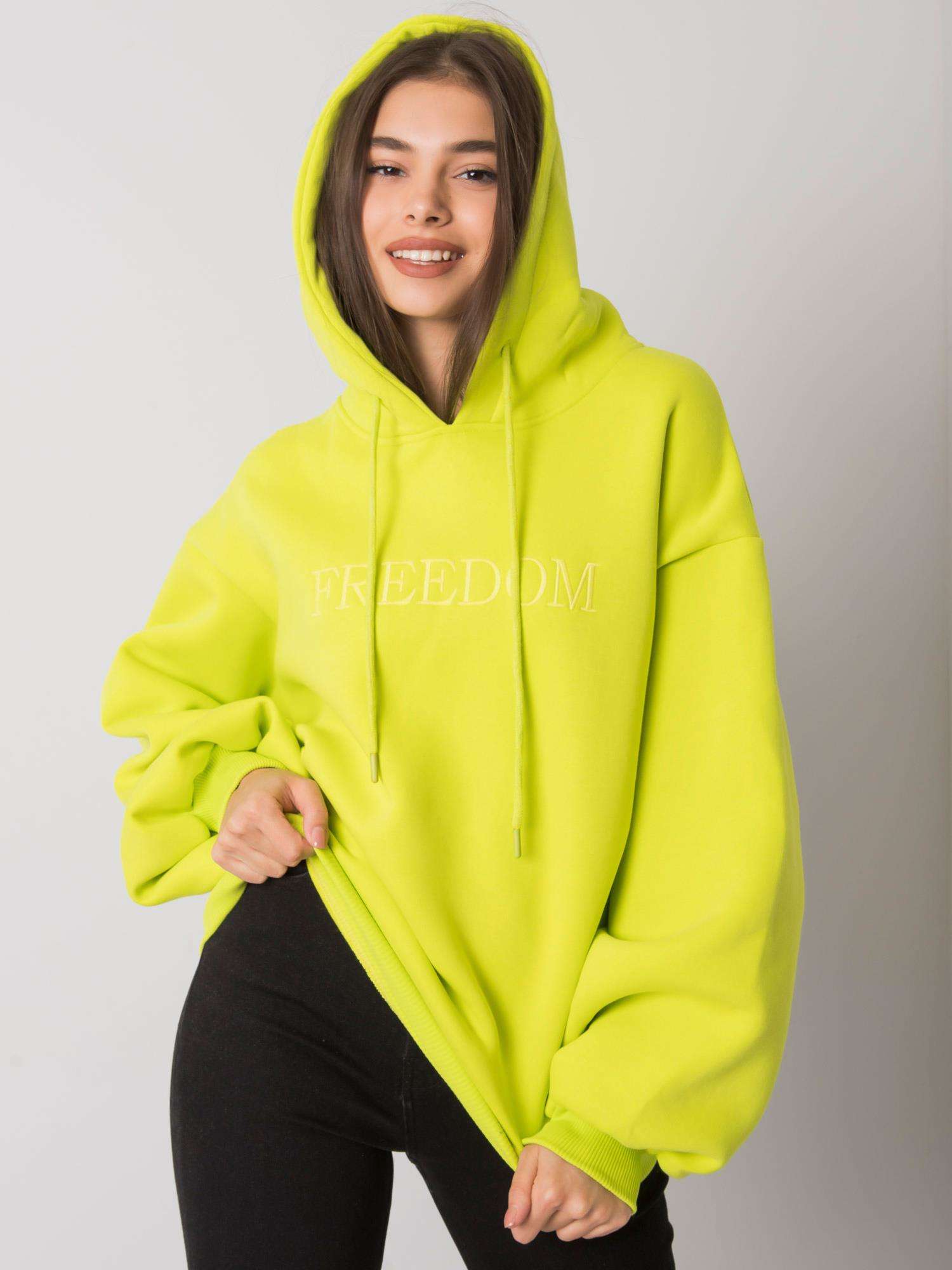 LIMETKOVÁ DÁMSKÁ MIKINA S KAPUCÍ RV-BL-7006.18-LIGHT GREEN Velikost: L/XL