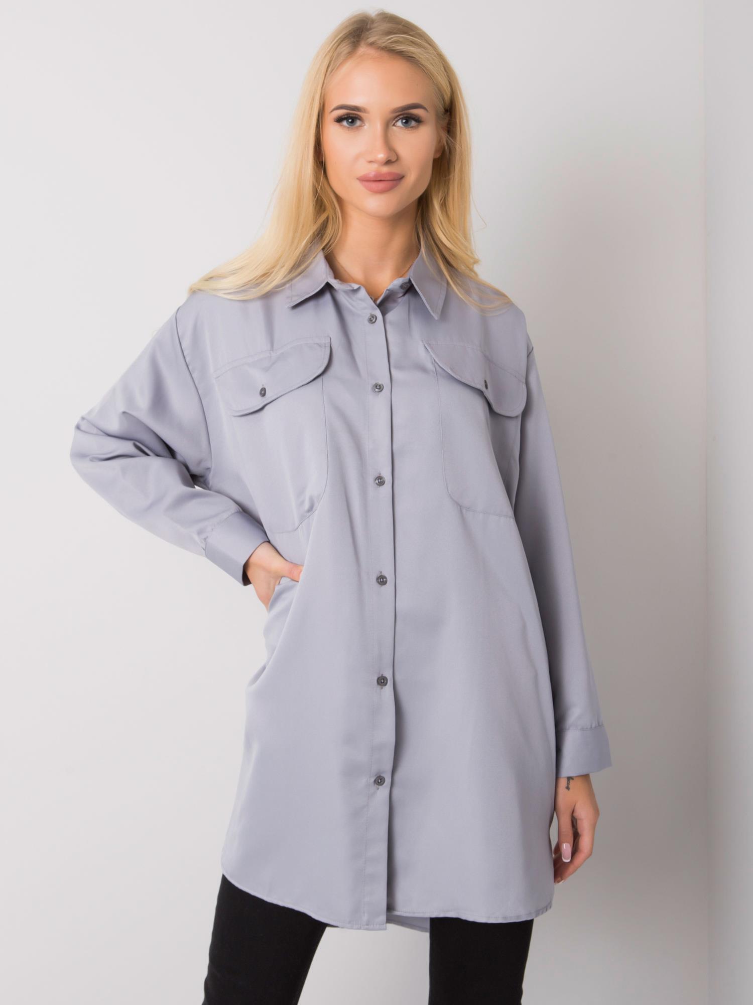 ŠEDÁ DÁMSKÁ OVERSIZE KOŠILE EM-KS-678-1.09-GRAY Velikost: ONE SIZE