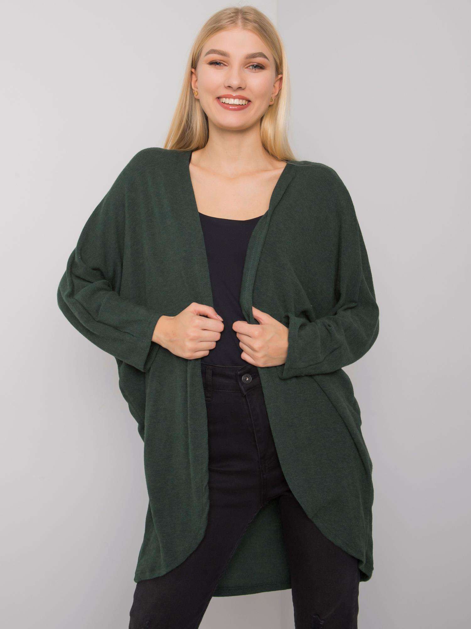 TMAVĚ ZELENÝ DÁMSKÝ KARDIGAN DHJ-NA-19971.06-DARK GREEN Velikost: ONE SIZE