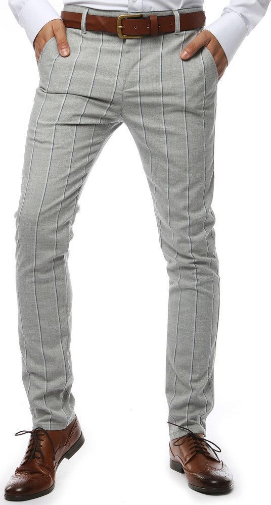 Pánské světle šedé pruhované kalhoty ux2146 Velikost: 31