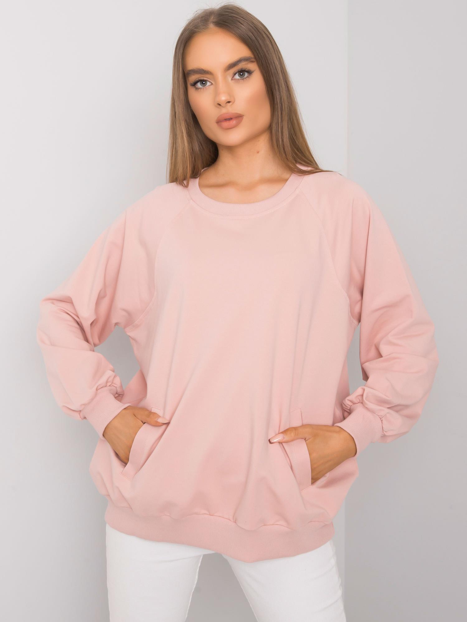 PUDROVÁ BASIC MIKINA S RAGLÁNOVÝMI RUKÁVY RV-BL-7191.37P-POWDER PINK Velikost: L/XL