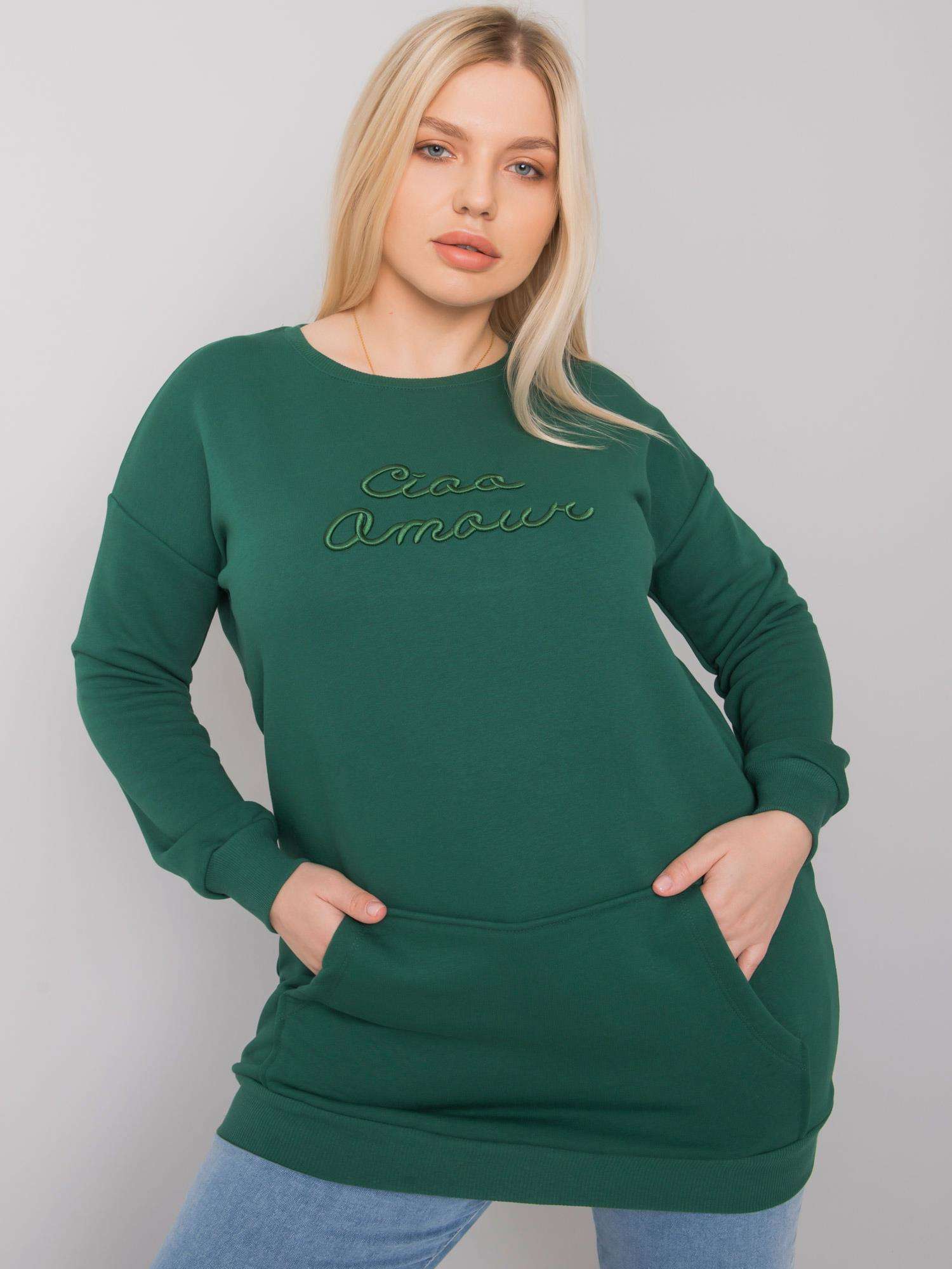 ZELENÁ MIKINA S VÝŠIVKOU CIAO AMOUR RV-BL-7094.17P-GREEN Velikost: ONE SIZE