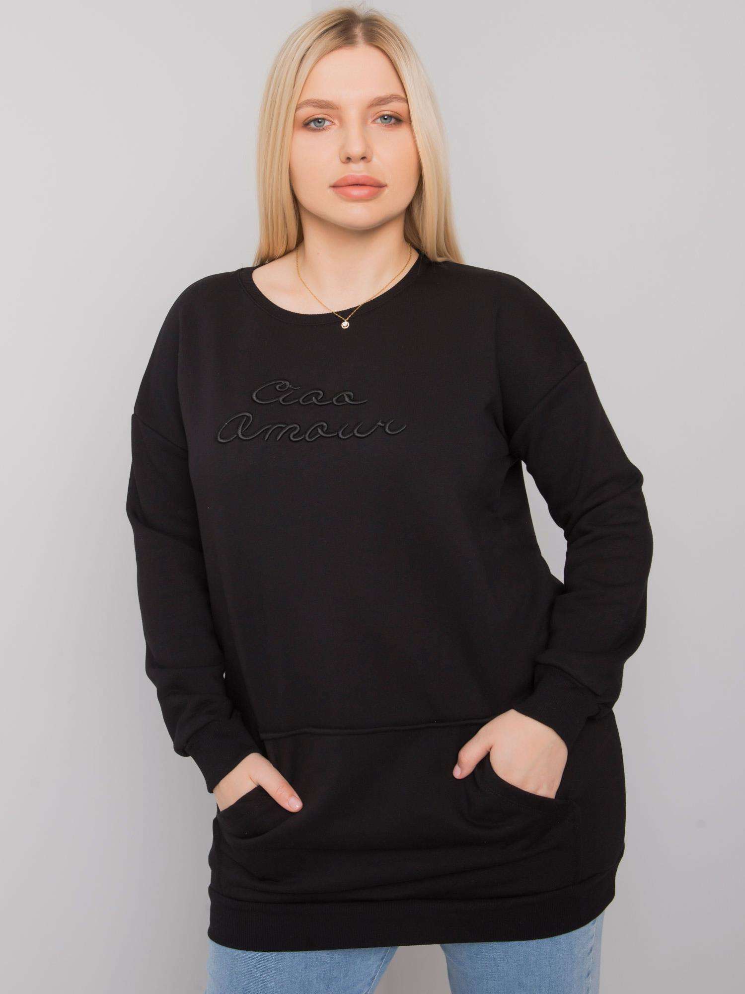 ČERNÁ MIKINA S VÝŠIVKOU CIAO AMOUR RV-BL-7094.17P-BLACK Velikost: ONE SIZE