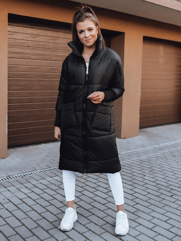 ČERNÝ PROŠÍVANÝ OVERSIZE KABÁT NADIA TY2436 Velikost: ONE SIZE