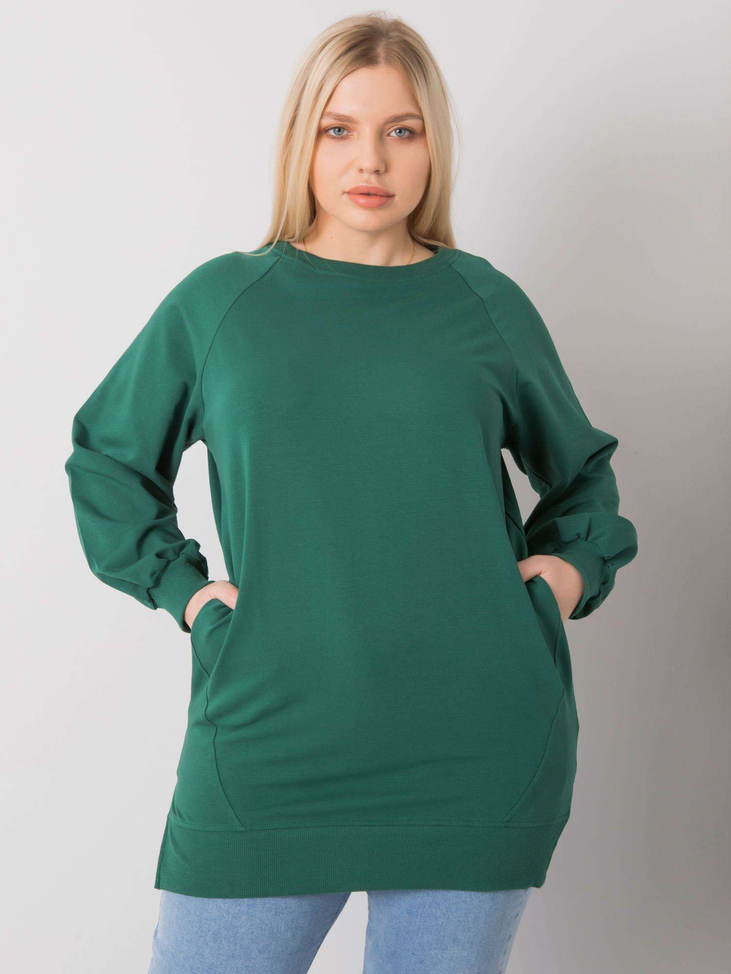 TMAVĚ ZELENÉ DÁMSKÉ TRIČKO S KAPSAMI RV-BZ-7227.95-DARK GREEN Velikost: ONE SIZE