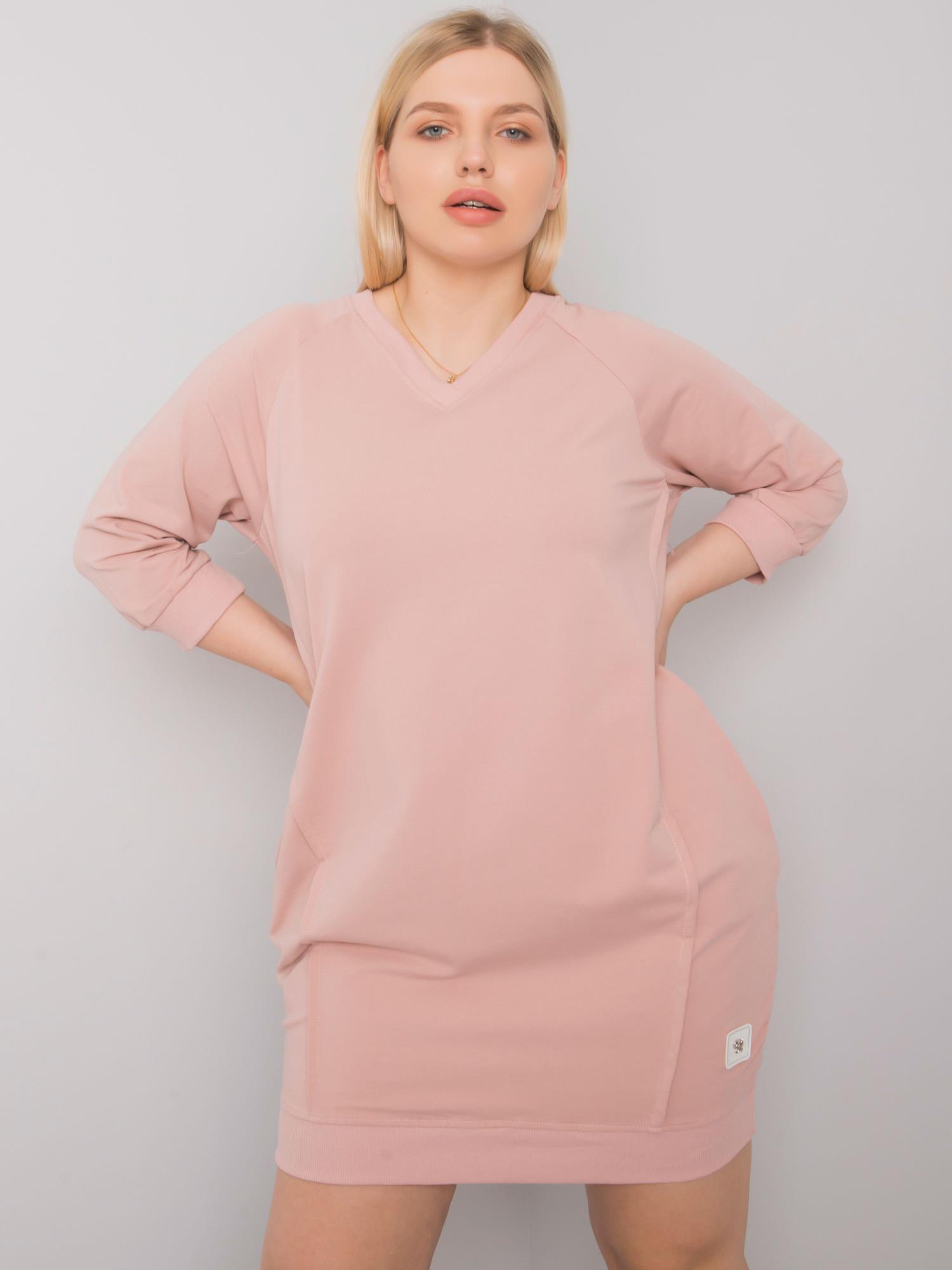 SVĚTLE RŮŽOVÉ DÁMSKÉ MIKINOVÉ ŠATY RV-SK-6847.59P-PINK Velikost: ONE SIZE