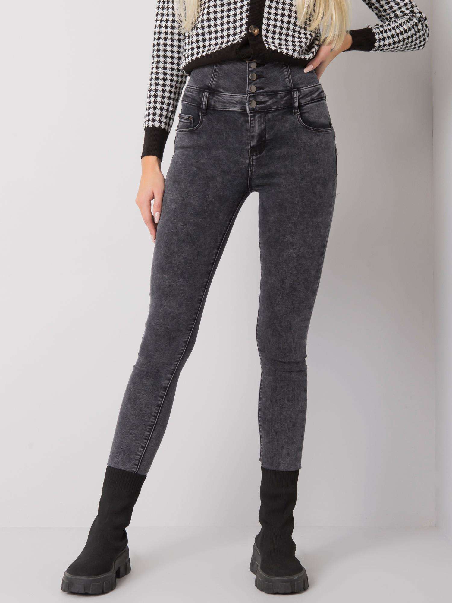 TMAVĚ ŠEDÉ DÁMSKÉ SKINNY DŽÍNY NM-SP-L56.71-GRAY Velikost: XS