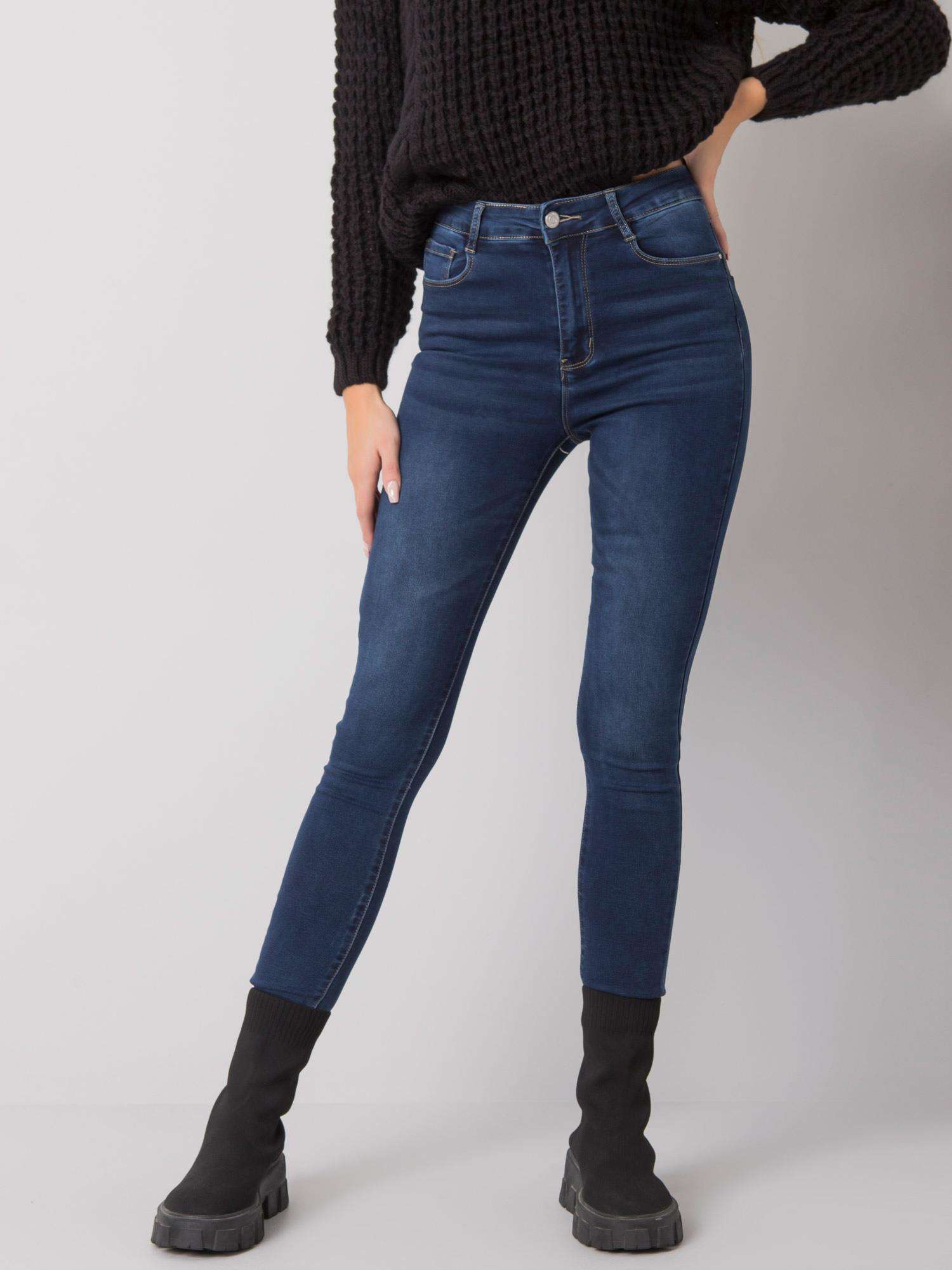 TMAVĚ MODRÉ DÁMSKÉ SKINNY DŽÍNY NM-SP-L71.15-DARK BLUE Velikost: S