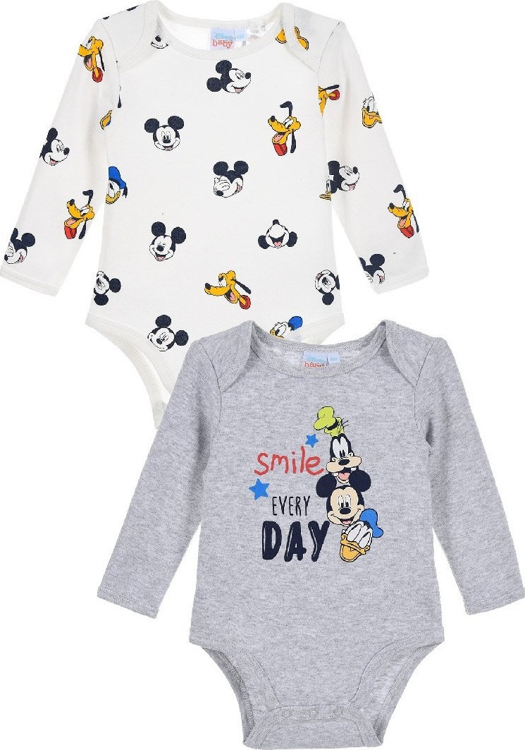 ŠEDO-BÍLÝ SET BODÝČEK  MICKEY MOUSE Velikost: 81