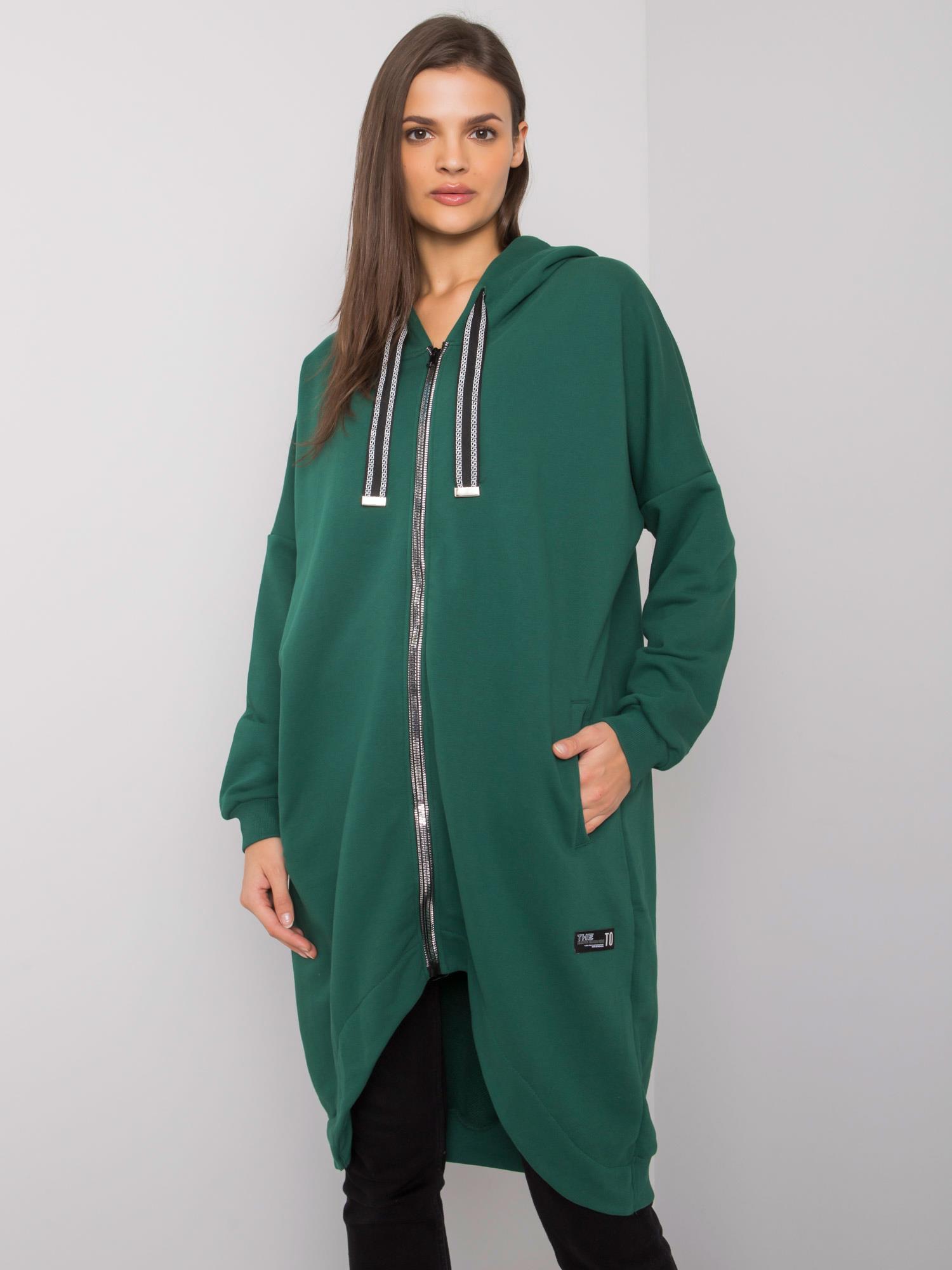 ZELENÁ DLOUHÁ MIKINA NA ZIP JASSALINA S KAPUCÍ RV-BL-7242.13P-GREEN Velikost: S/M