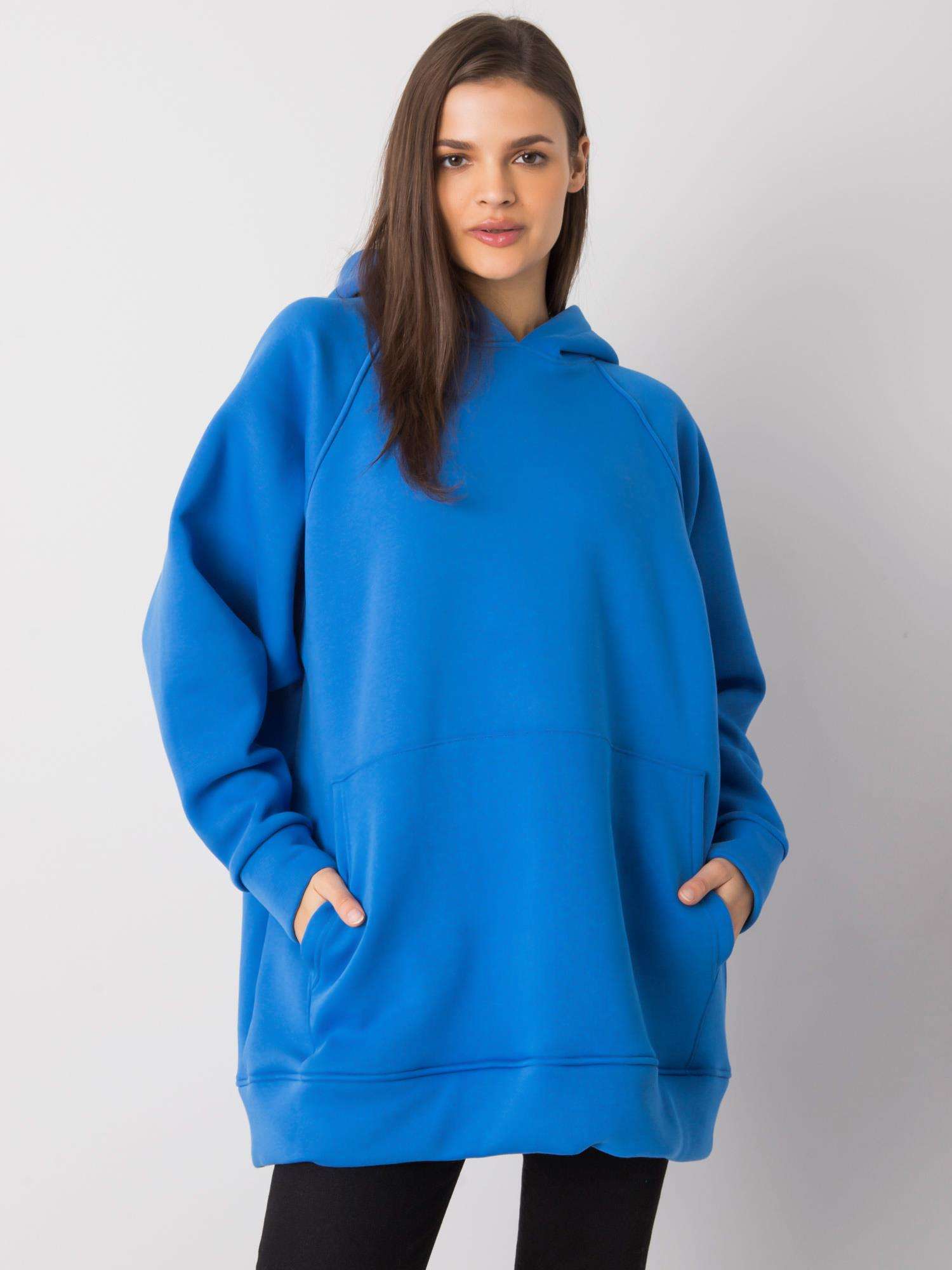 MODRÁ DÁMSKÁ MIKINA S KAPUCÍ -RV-BL-7369.67-BLUE Velikost: S/M