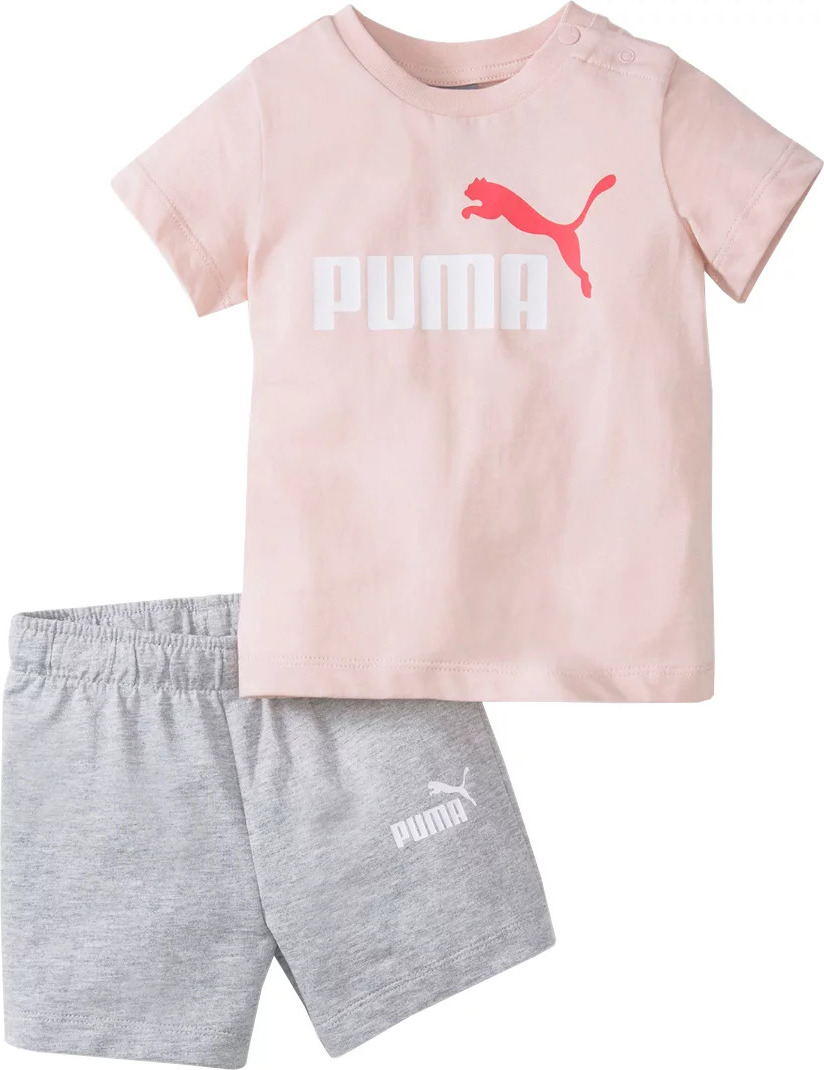 Růžovo-šedá souprava Puma Minicats Tee Short Set (Velikost 104)