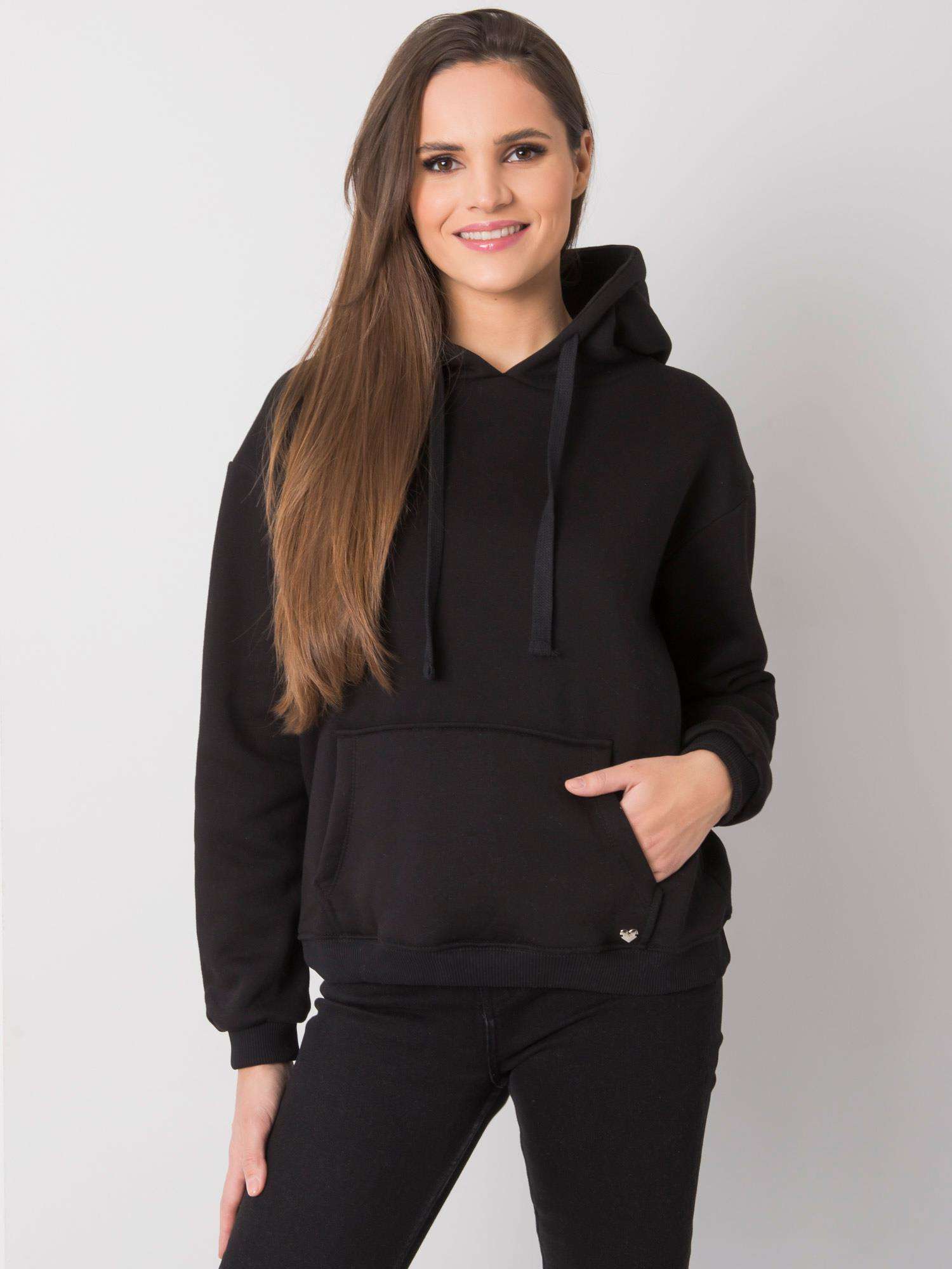 ČERNÁ DÁMSKÁ MIKINA S KAPUCÍ RV-BL-7306.41-BLACK Velikost: S/M