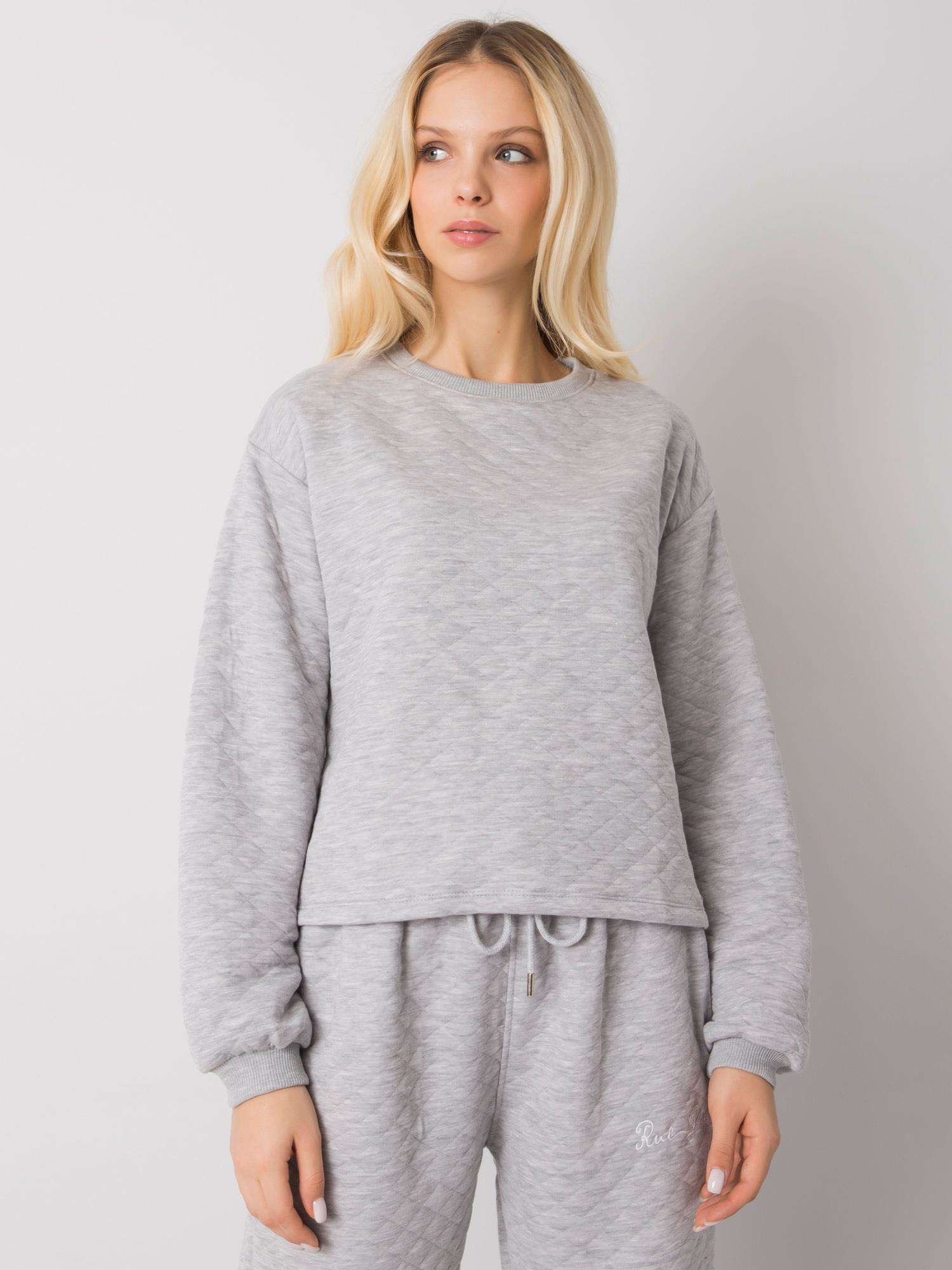 SVĚTLE ŠEDÁ DÁMSKÁ PROŠÍVANÁ MIKINA RV-BL-7446.99-LIGHT GRAY Velikost: S/M