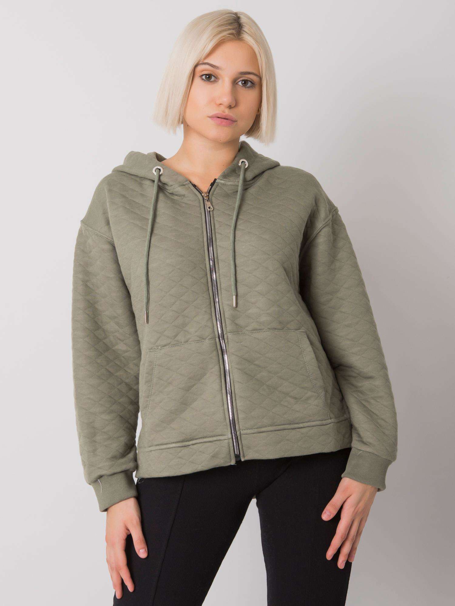 KHAKI DÁMSKÁ MIKINA NA ZIP S KAPUCÍ RV-BL-7451.23-KHAKI Velikost: S/M