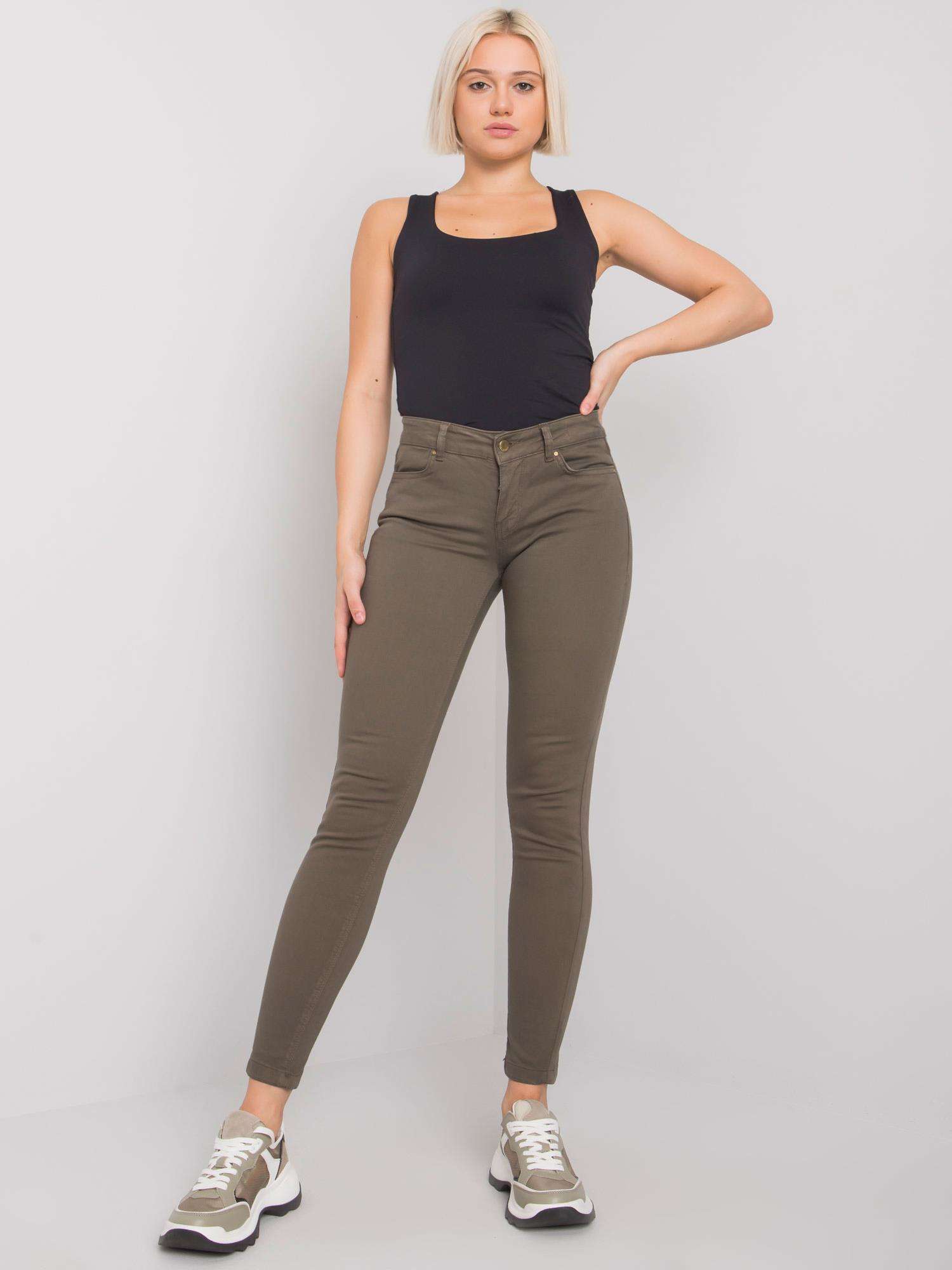 KHAKI DÁMSKÉ SKINNY KALHOTY RS-SP-77302.55P-KHAKI Velikost: 34