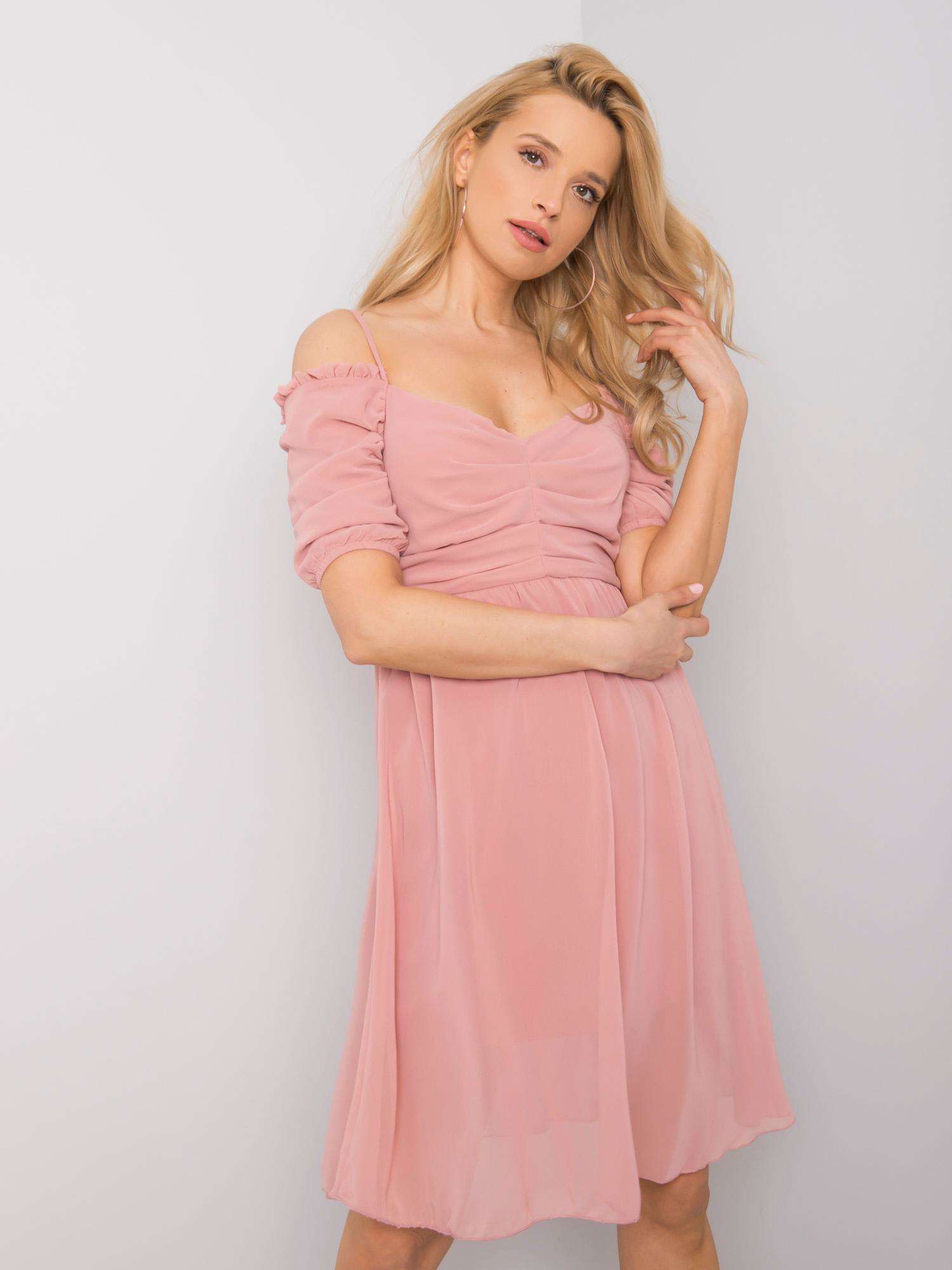 Růžové šifonové šaty 322-SK-1768.69P-pink Velikost: L