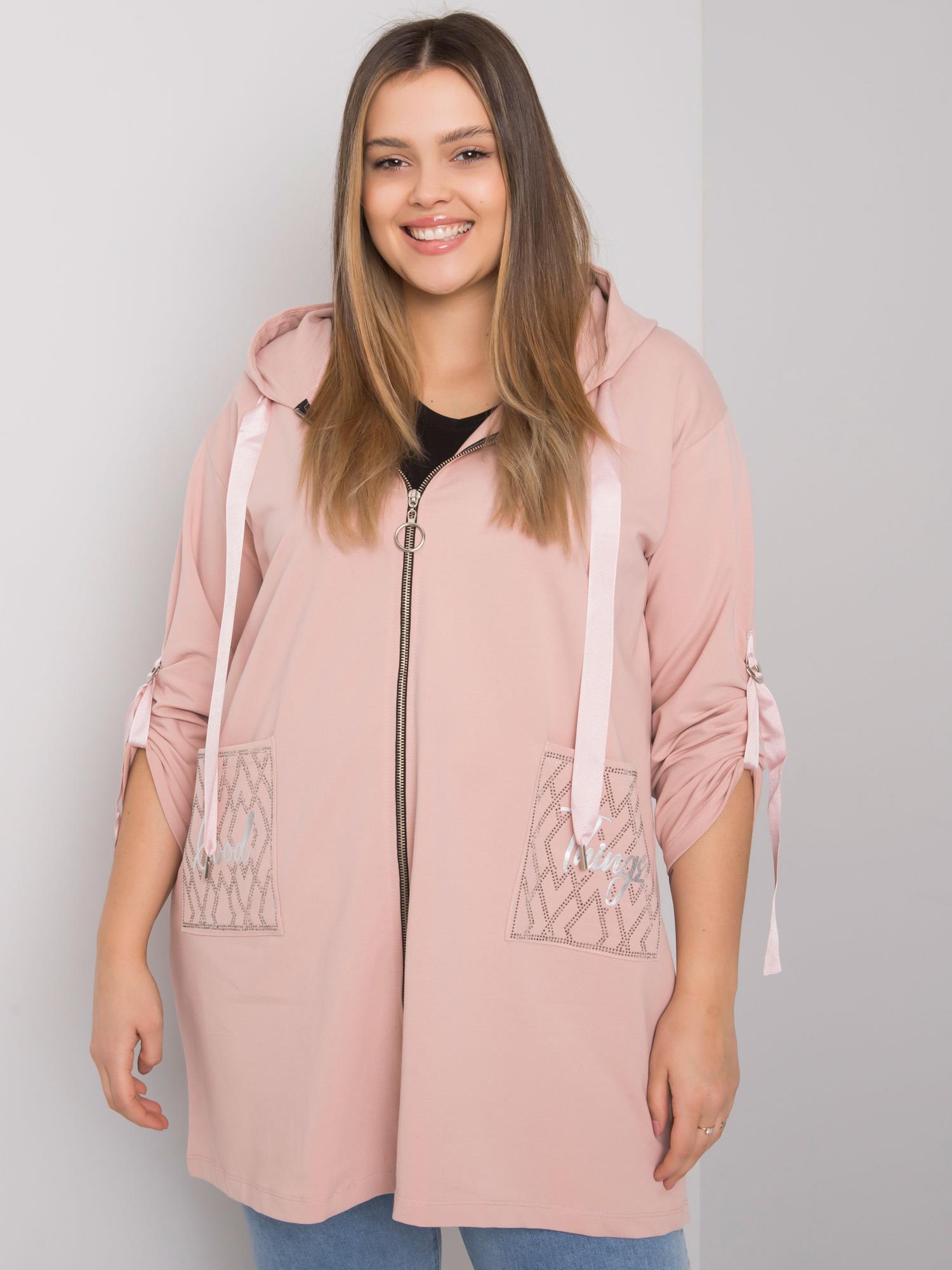 SVĚTLE RŮŽOVÁ DÁMSKÁ MIKINA NA ZIP S KAPSAMI RV-BL-6795.84-PINK Velikost: ONE SIZE