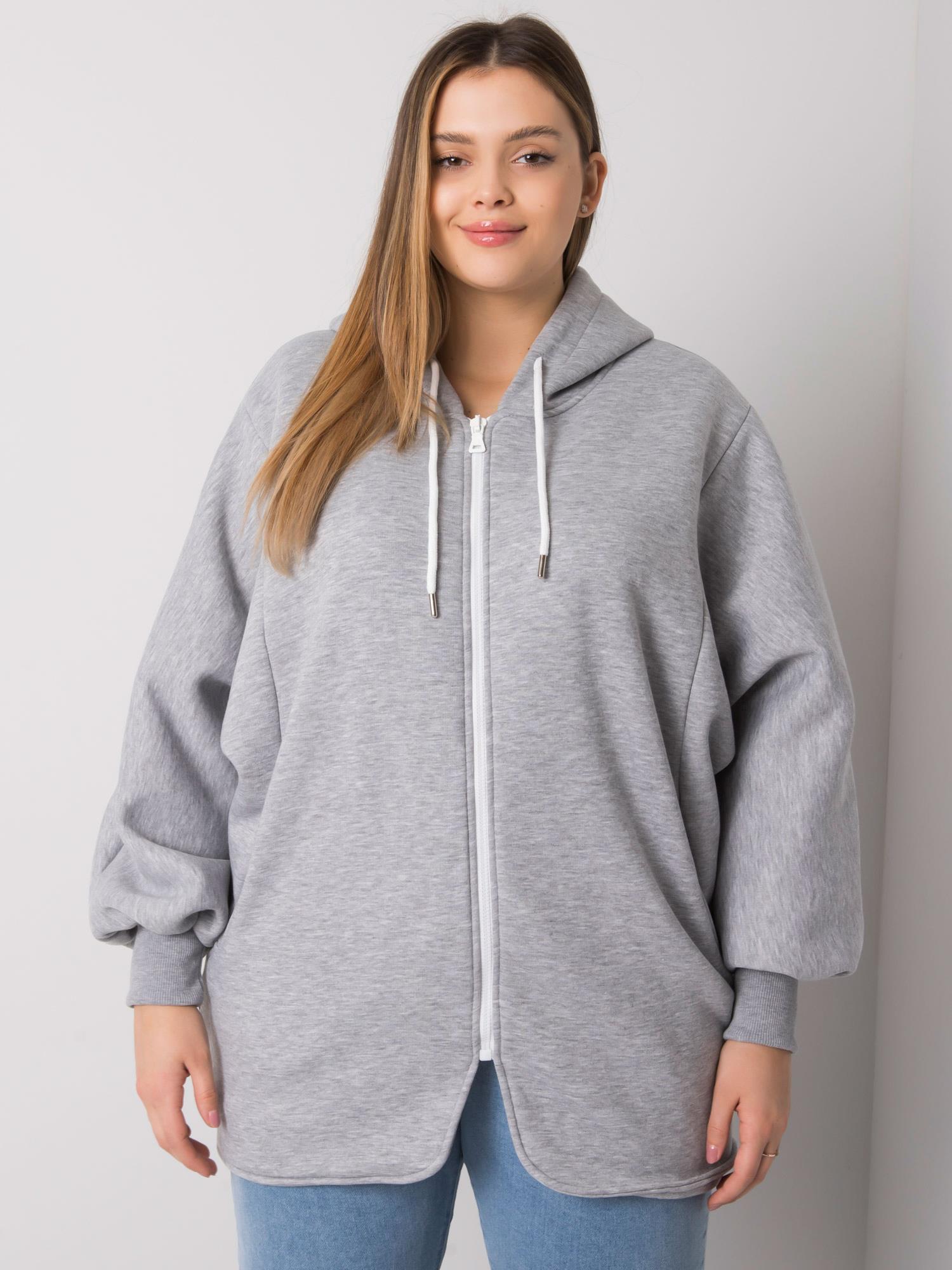 SVĚTLE ŠEDÁ DÁMSKÁ MIKINA NA ZIP S KAPUCÍ RV-BL-7282.22P-GRAY Velikost: ONE SIZE