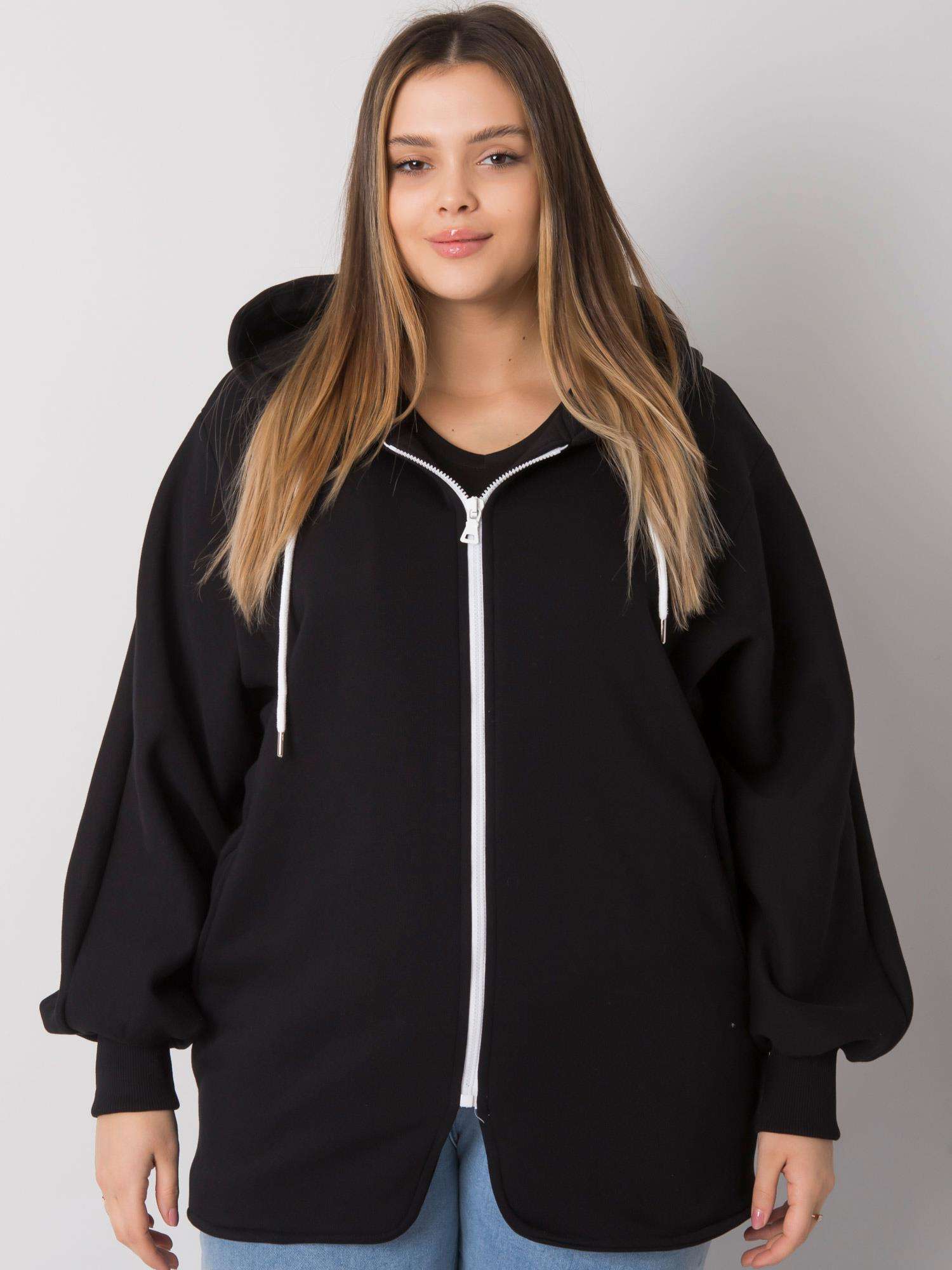 ČERNÁ DÁMSKÁ MIKINA NA ZIP S KAPUCÍ RV-BL-7282.22P-BLACK Velikost: ONE SIZE