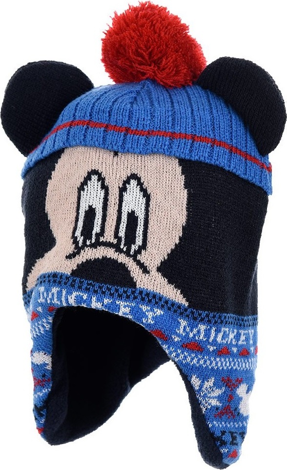 Modro-černá zimní čepice ve tvaru Mickey Mouse