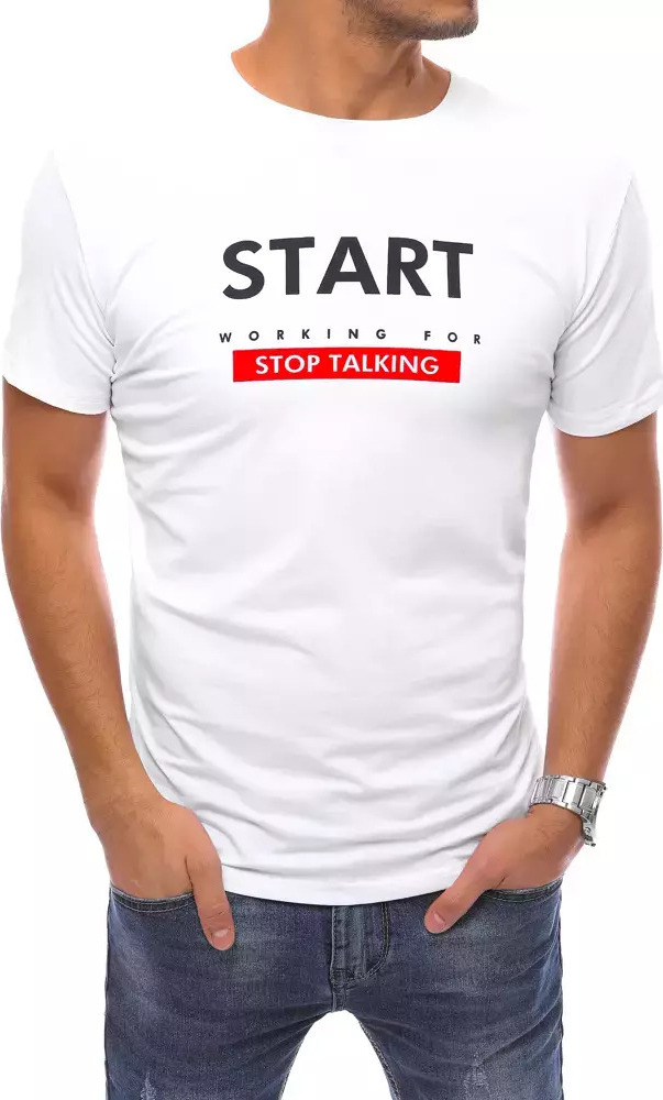 BÍLÉ TRIČKO START WORKING FOR STOP TALKING RX4734 Velikost: 2XL