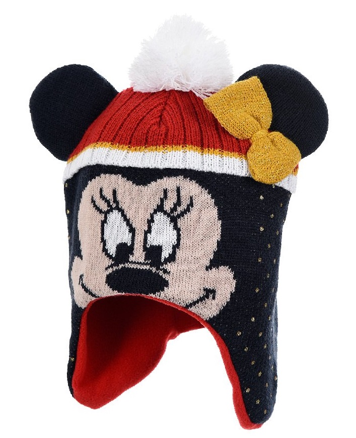 Tmavě modrá dívčí čepice s bambulí Disney Minnie Mouse
