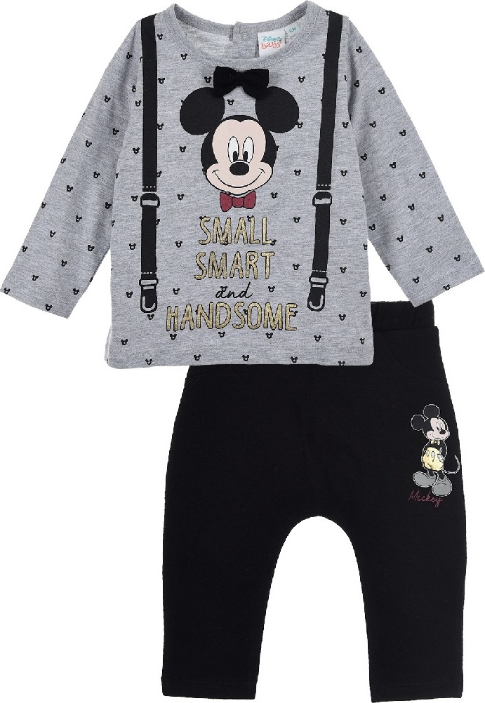 Šedo-černá sada Mickey Mouse - Small, Smart and Handsome (Velikost 67)