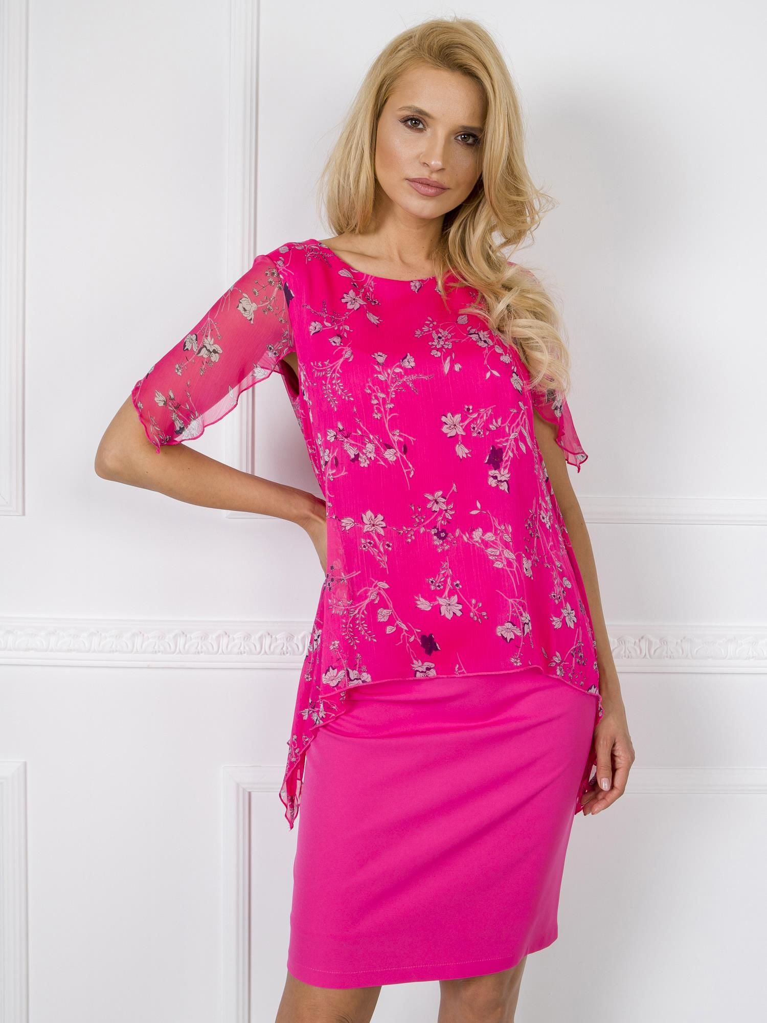 Dámské růžové šaty s květinami NU-SK-1338.04-dark pink Velikost: 38