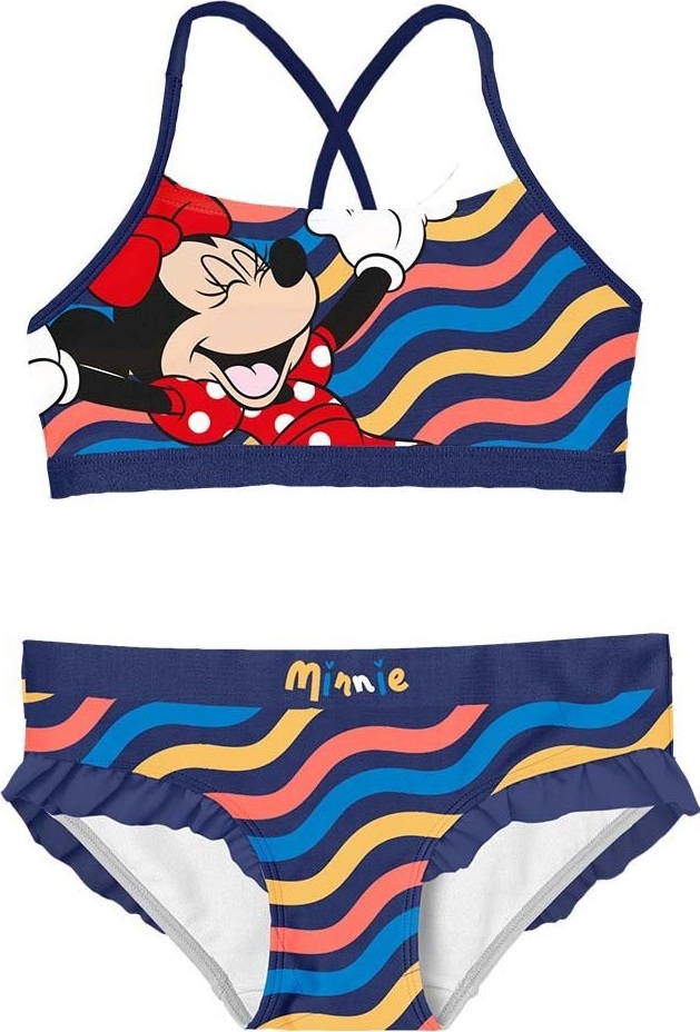 Modré dvoudílné plavky Minnie Mouse s volánky (Velikost 98)
