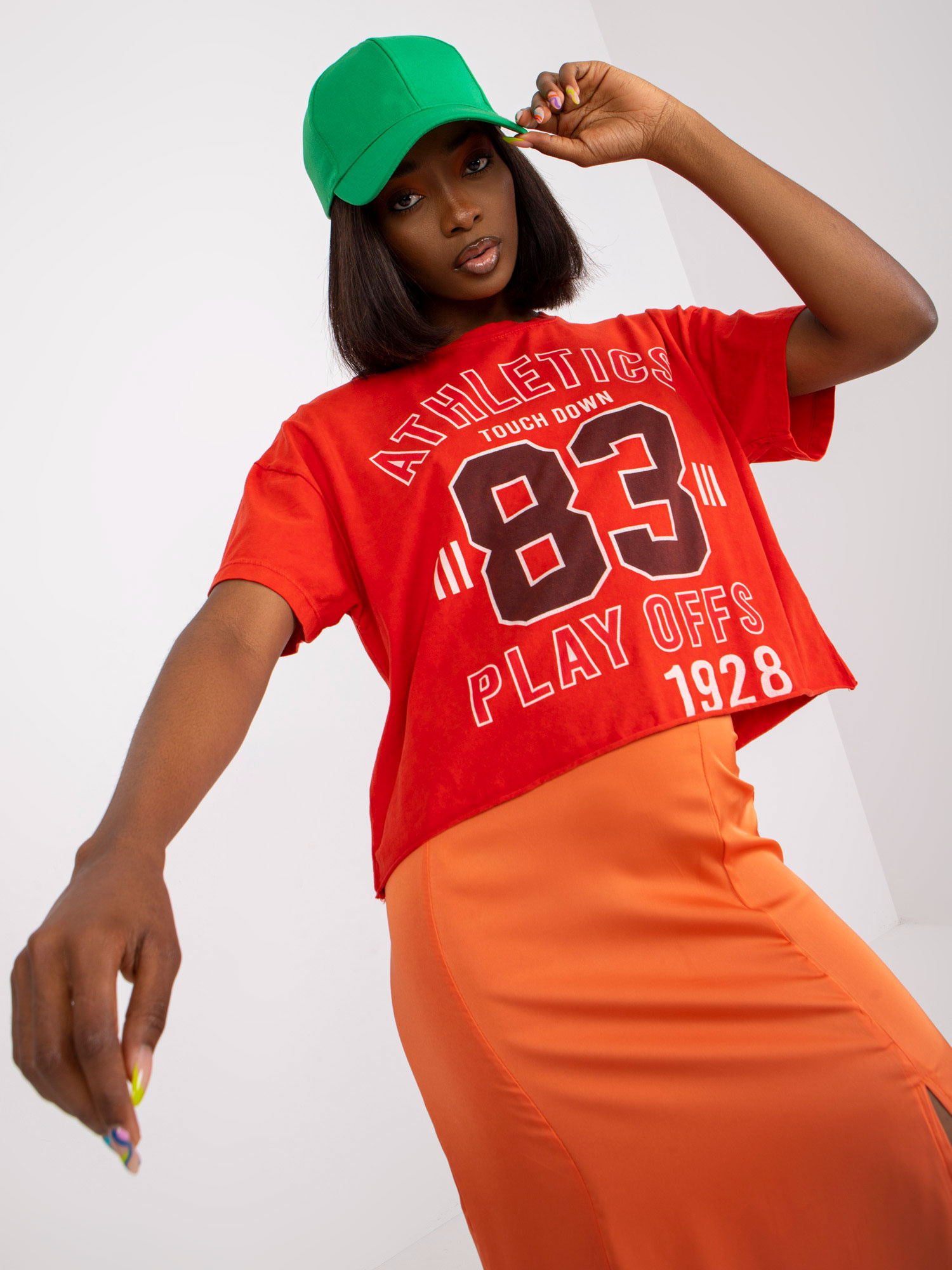 Červené volné tričko "Athletic 83" (Velikost ONE SIZE)