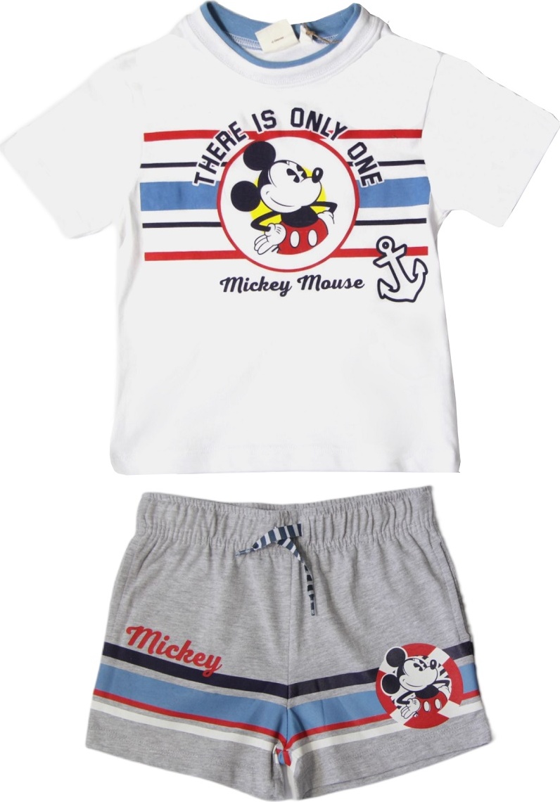 BÍLO-ŠEDÝ KOMPLET TRIČKA A ŠORTEK MICKEY DISNEY Velikost: 98