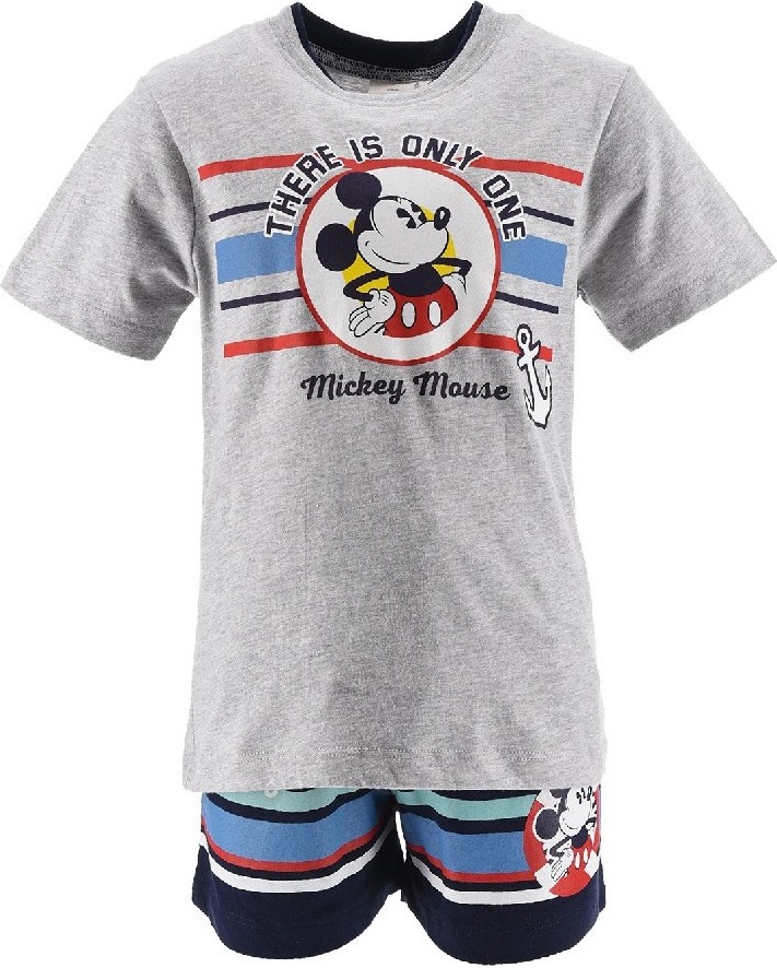 Šedo-modrý komplet trička a šortek Mickey Disney (Velikost 98)