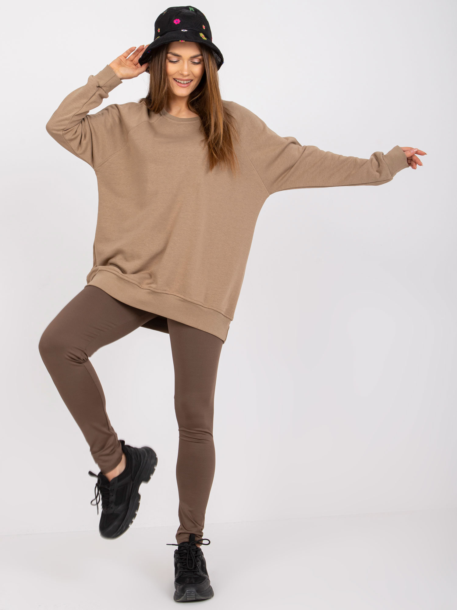 BÉŽOVÁ DÁMSKÁ OVERSIZE MIKINA BEZ KAPUCE EM-BL-U623.63P-BEIGE Velikost: ONE SIZE