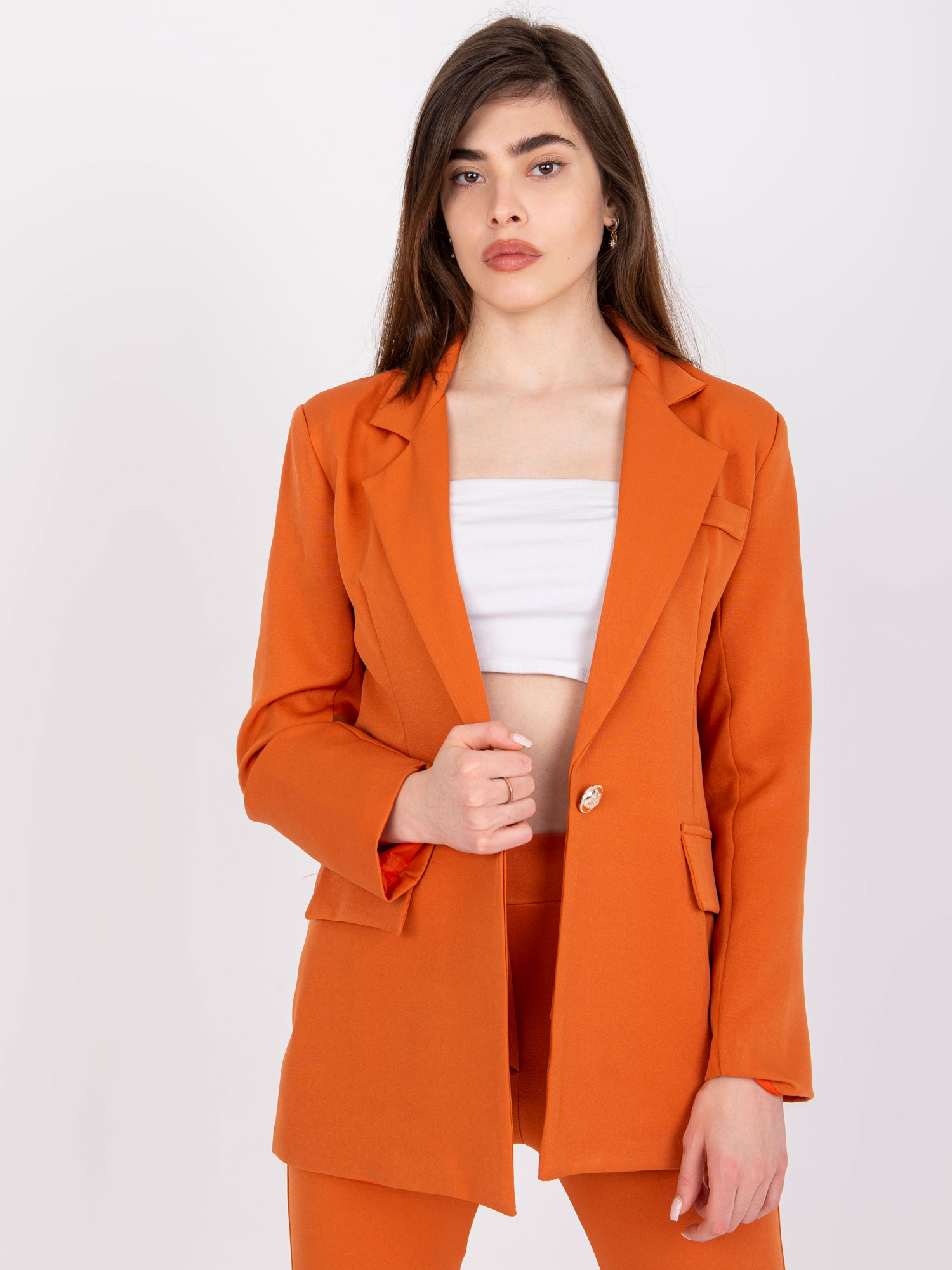 ORANŽOVÉ ELEGANTNÍ SAKO DHJ-MA-15556.22X-ORANGE Velikost: L