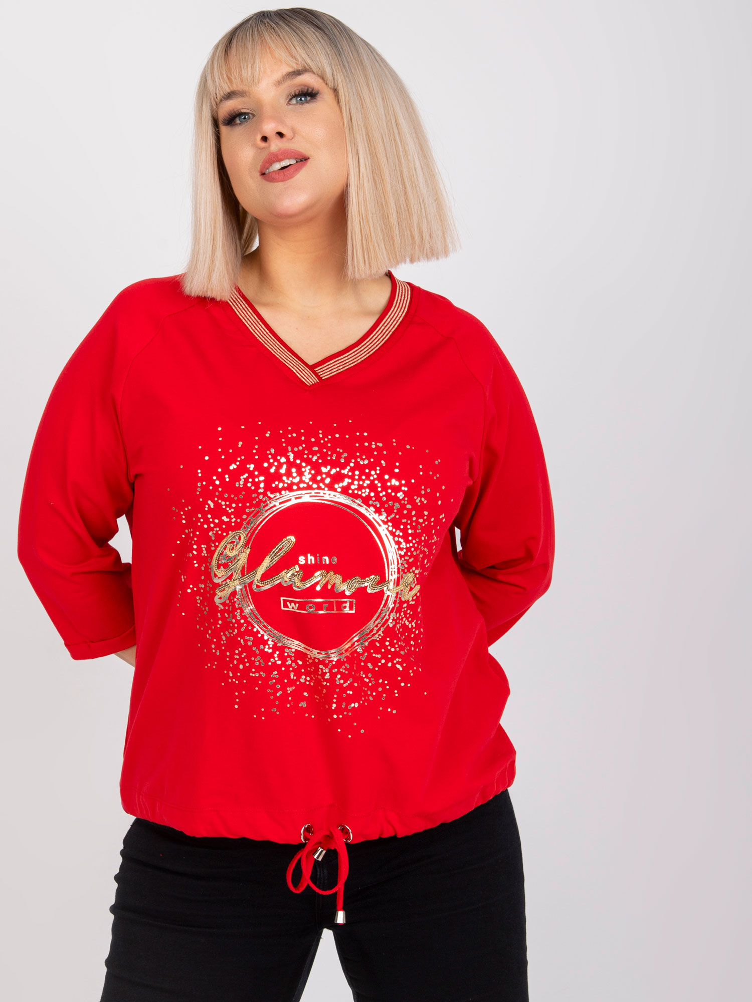 ČERVENÁ HALENKA S VÁZÁNÍM V PASE RV-BZ-7578.66-RED Velikost: ONE SIZE