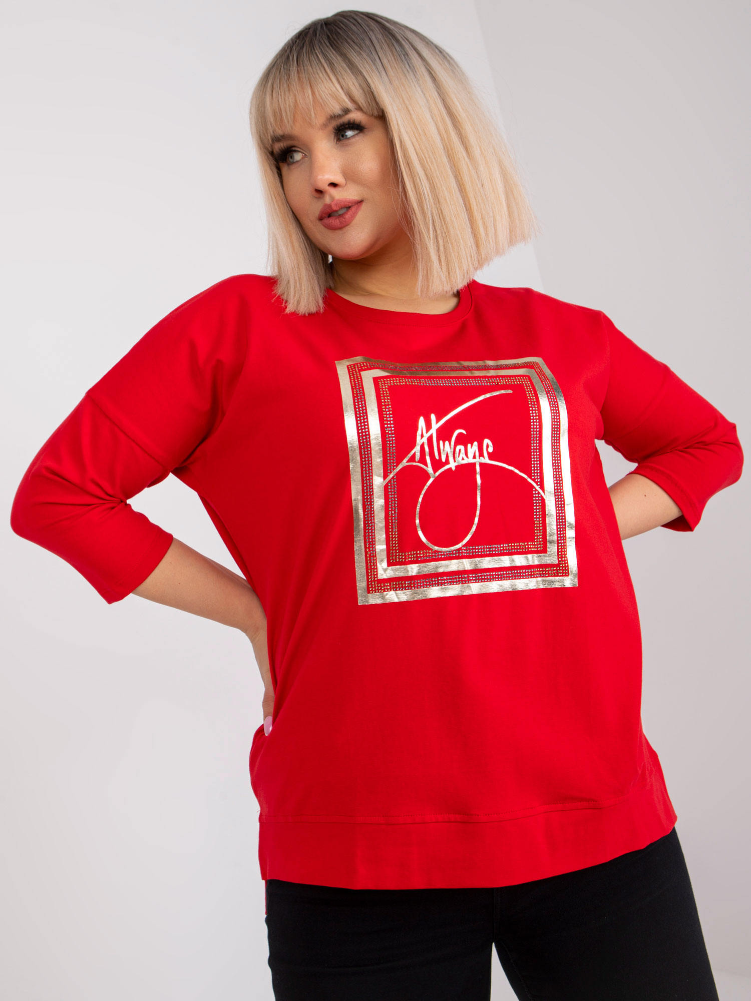 ČERVENÁ HALENKA S 3/4 RUKÁVEM RV-BZ-7582.33X-RED Velikost: ONE SIZE