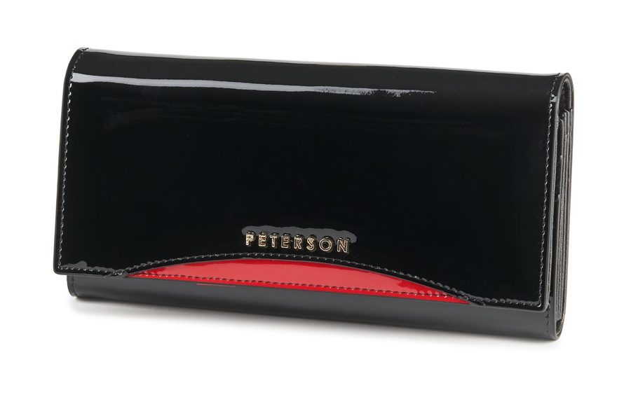 PETERSON ČERNÁ VELKÁ KOŽENÁ PENĚŽENKA Y003 PTN BC-467-BLACK RED Velikost: ONE SIZE