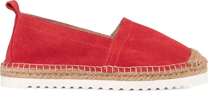 CIHLOVÉ KLASICKÉ KOŽENÉ ESPADRILKY NA PLATFORMĚ (Velikost 36)