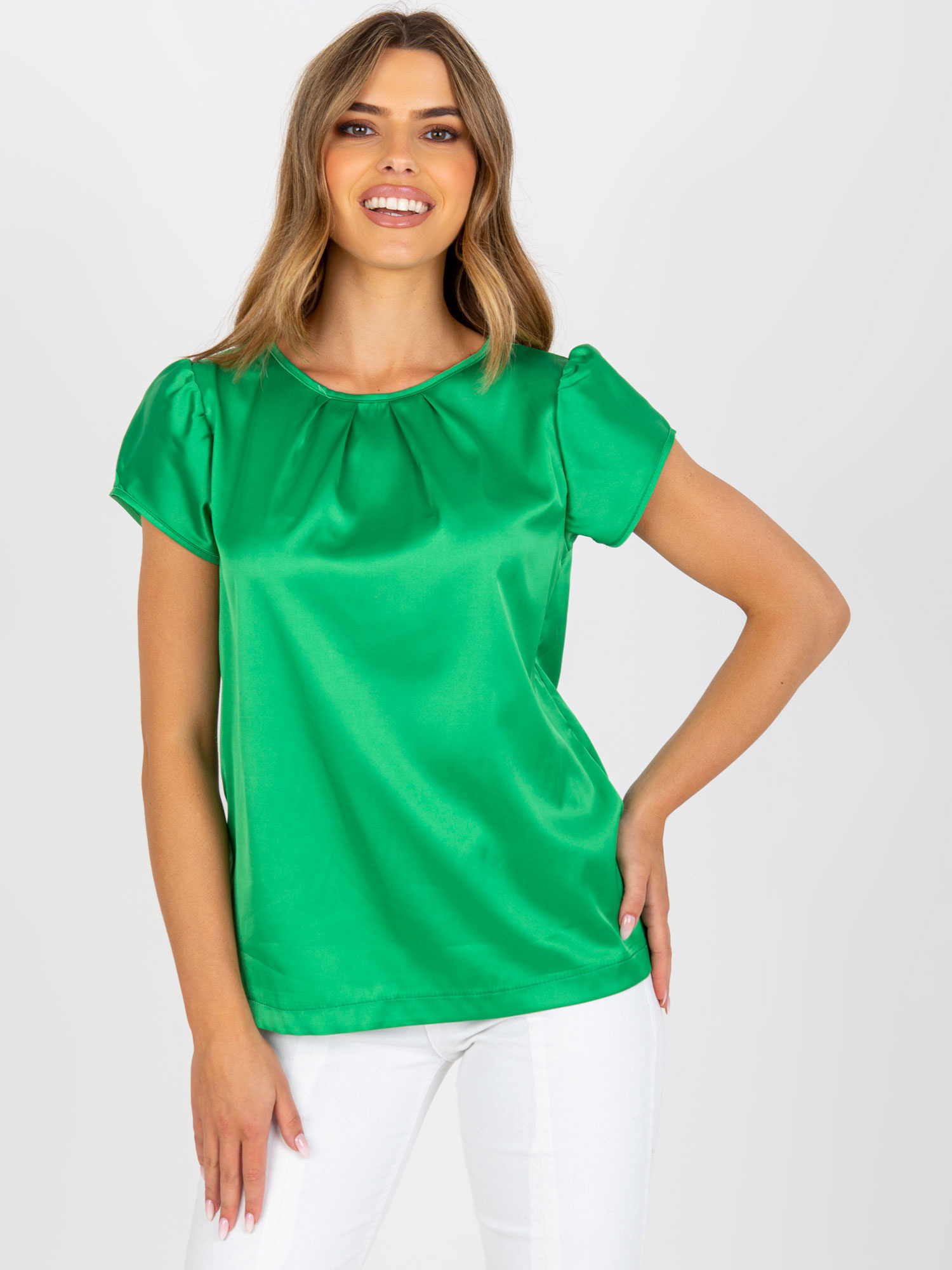 ZELENÁ ELEGANTNÍ LESKLÁ HALENKA -WN-BZ-2035.11P-GREEN Velikost: XL