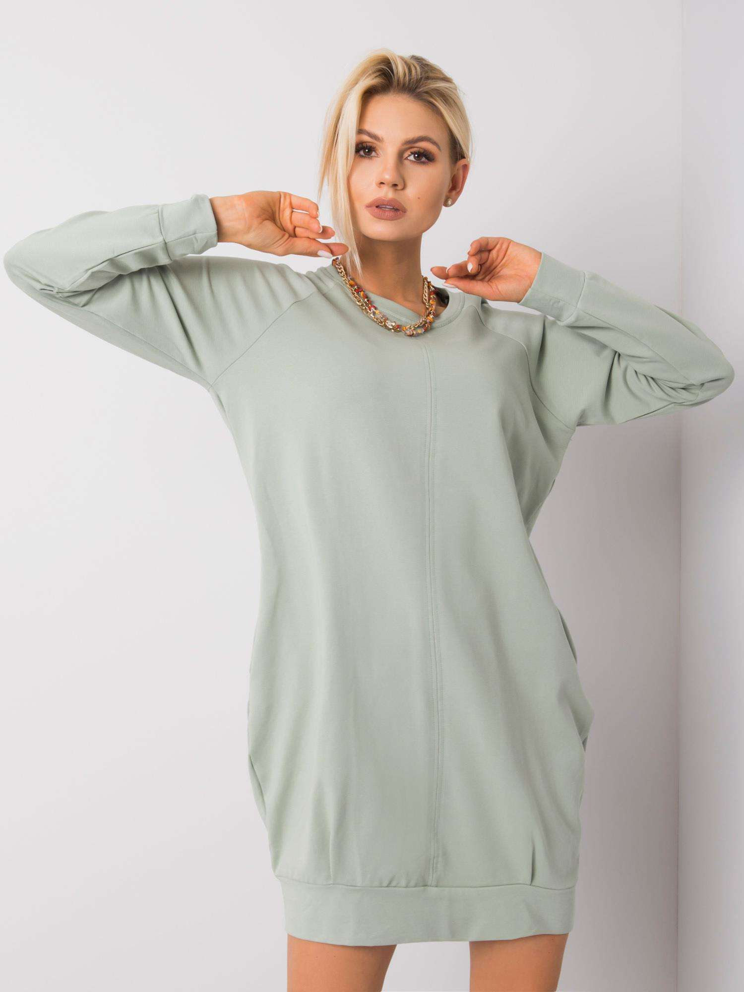 SVĚTLE ZELENÉ MIKINOVÉ ŠATY RV-TU-5184.93P-GREEN Velikost: S/M