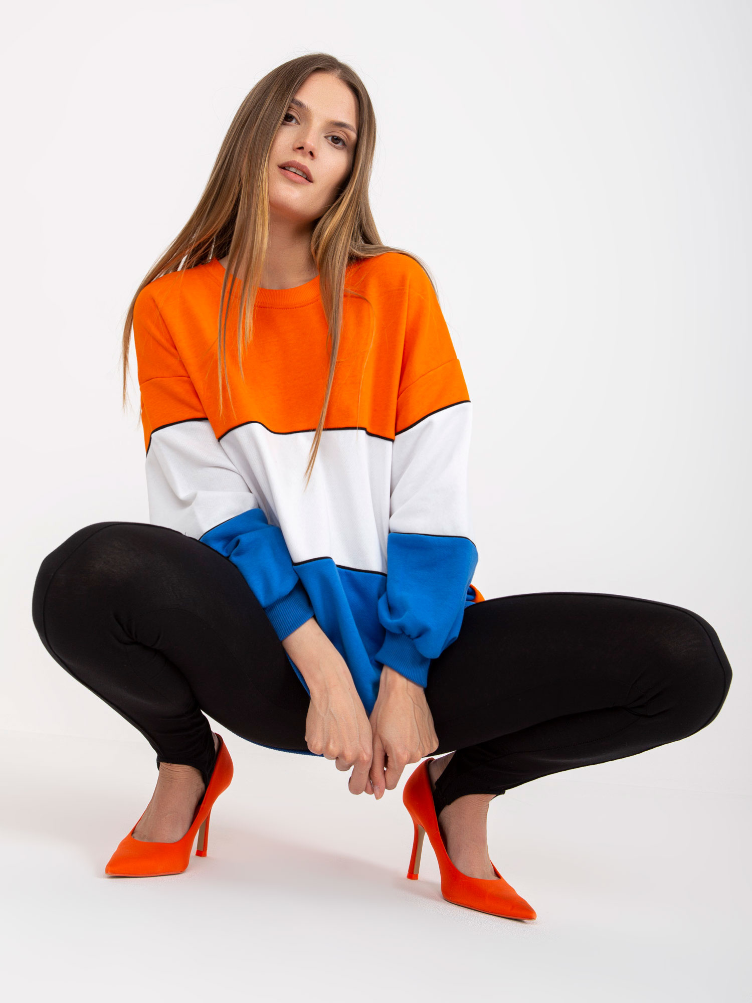 Oranžovo-modro-bílá dámská mikina RV-BL-8013.12-orange Velikost: L/XL