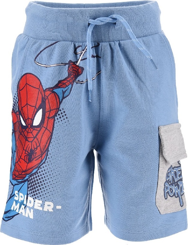 Světle modré šortky Spider-Man s kapsami
