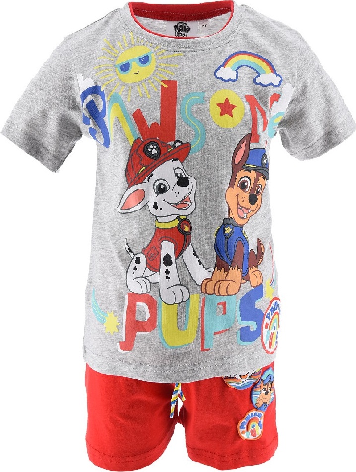 Šedo-červený chlapecký letní set Paw Patrol (Velikost 98)