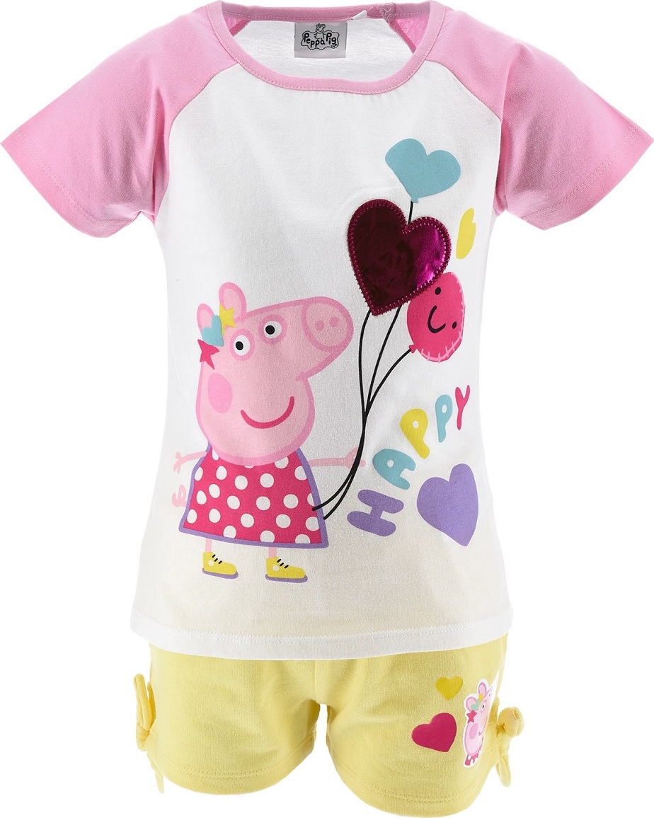 Bílo-žlutý dívčí letní set Peppa Pig (Velikost 98)